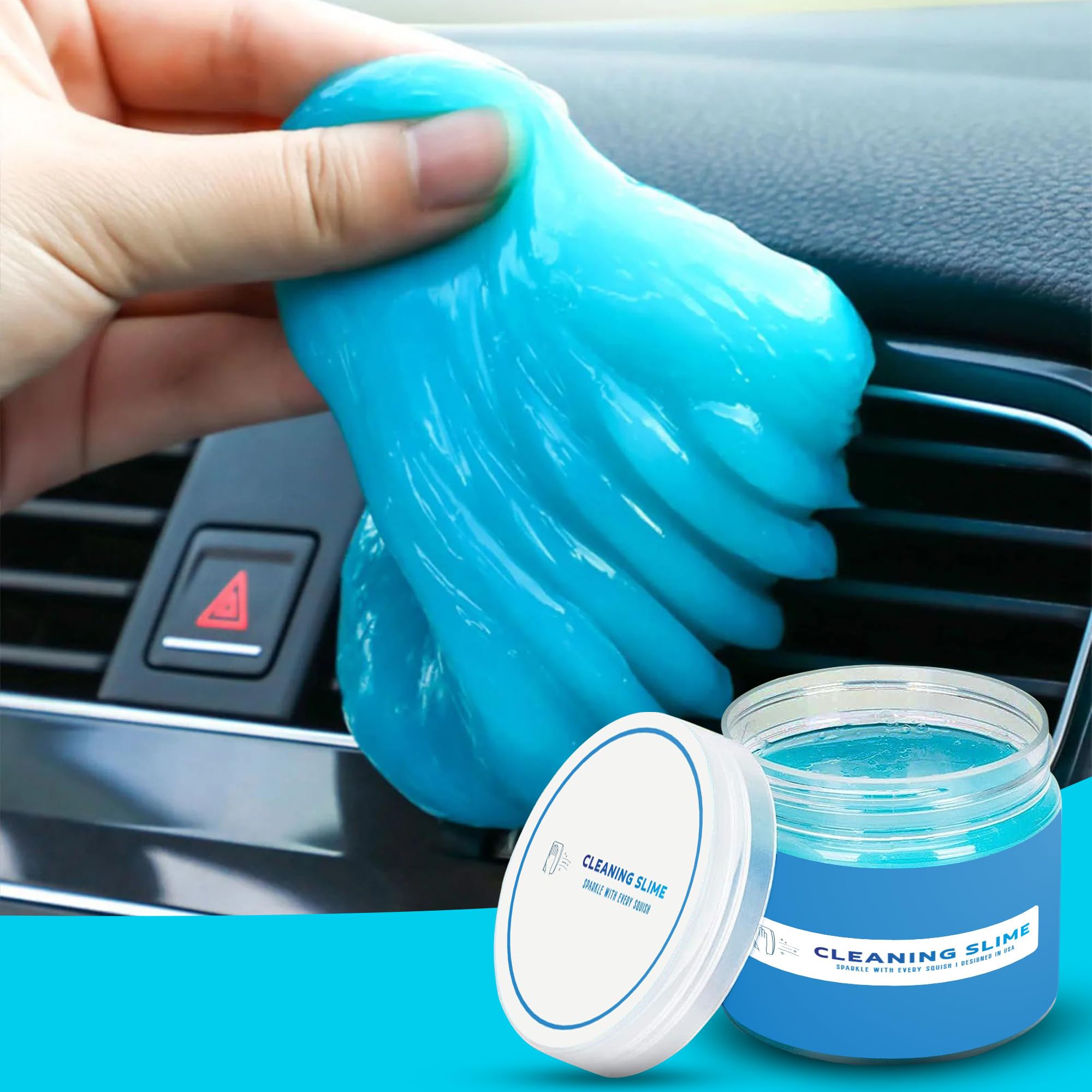 Universal Car Cleaning Gel - Detailing Kit for Dust & Crevices | Auto Air Vent & Interior Cleaner | Keyboard & Small Space Putty | Blue Slime Car Accessories | Perfect for Car Detailing, Home & Office Cleaning