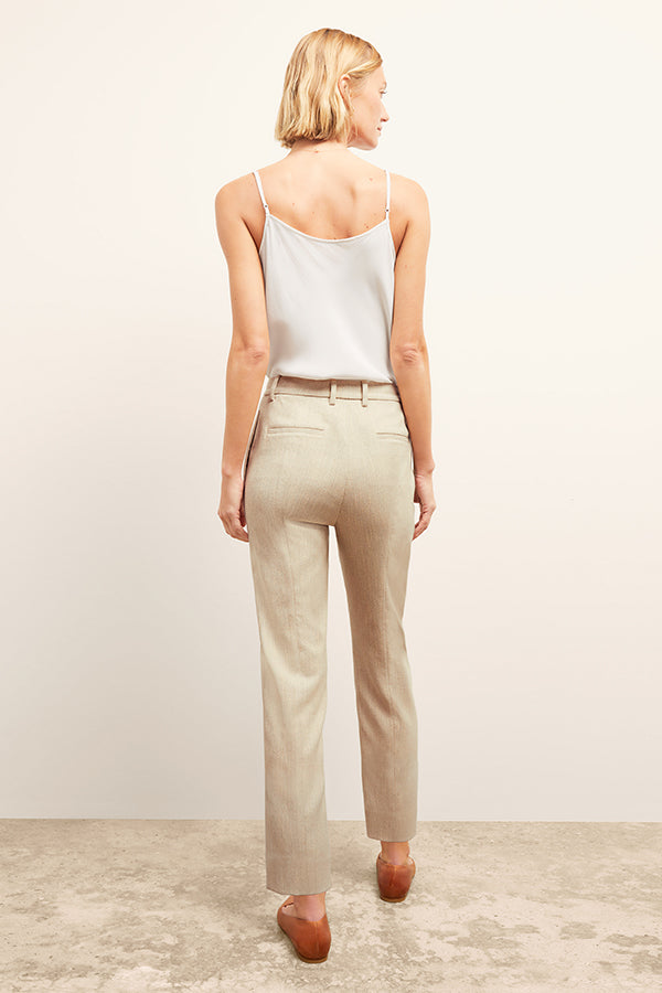 Pearl Pant Cotton Tweed Pants for Women - Ivory High Waisted Trousers | Comfortable Office Wear & Casual Outfits