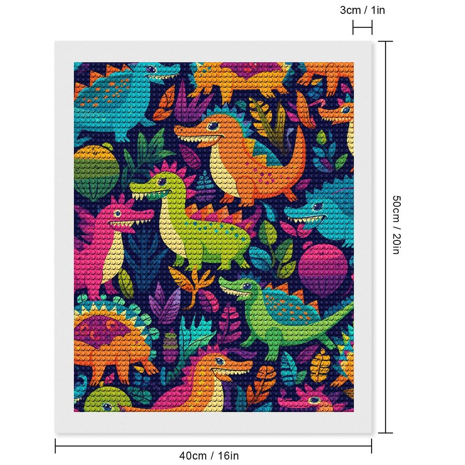 Vibrant Dinosaur Diamond Painting Kit - DIY Full Drill 5D Mosaic Art for Wall Decor | Perfect for Home, Office, Kids Room & Gift Giving