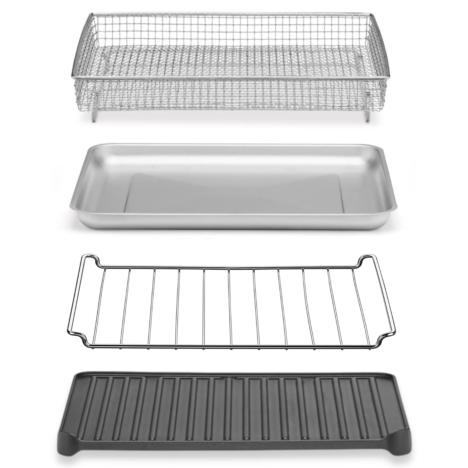 Cuisinart 8-in-1 Air Fryer Toaster Oven Combo with Convection Bake, Grill, Broil & Keep Warm Functions - Stainless Steel TOA-70 + AMB-TOBBP Baking Pan (Silver) - Perfect for Baking, Roasting, Air Frying & Family Meals