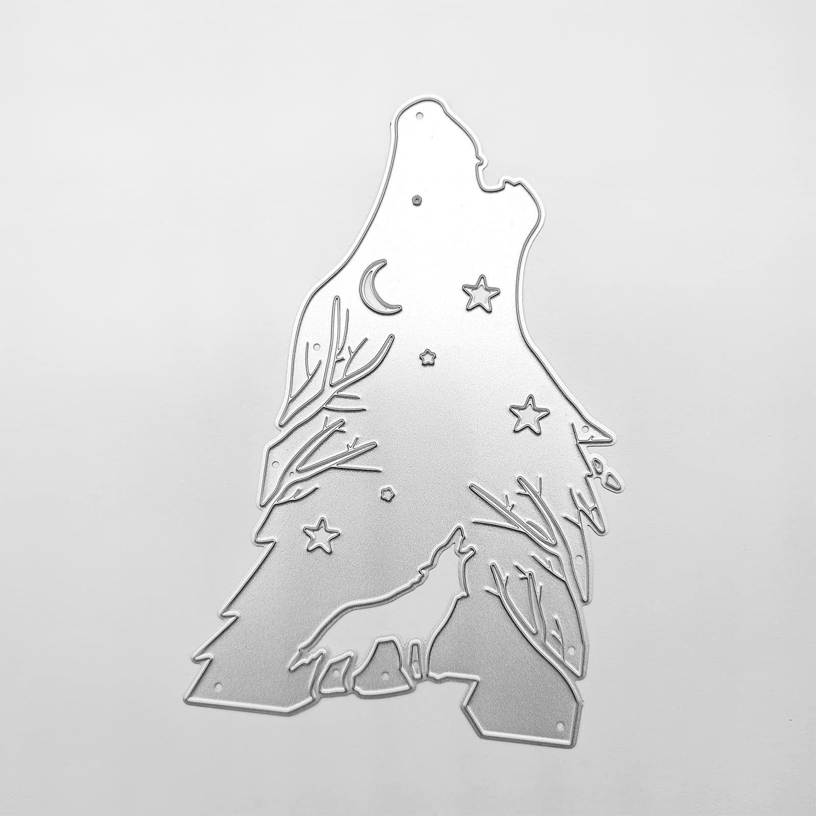 Carbon Steel DIY Wolf Under Moon Stars Knife Mold Cutting Dies - Embossing Stencils & Templates for Decorative Paper Cards, Scrapbooking, Photo Albums - Perfect for Handmade Greeting Cards, Wedding Invitations, and Craft Projects