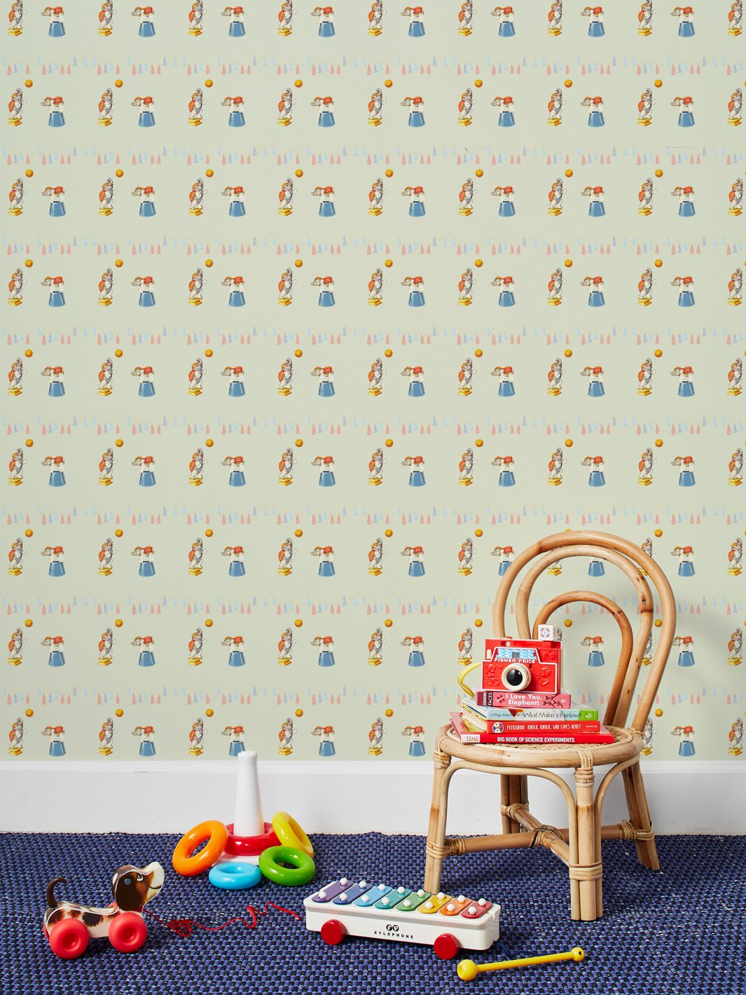 Fisher Price™ 'Elephant Circus' Wallpaper - Mint Green Nursery Decor | Perfect for Baby Rooms & Kids' Play Areas