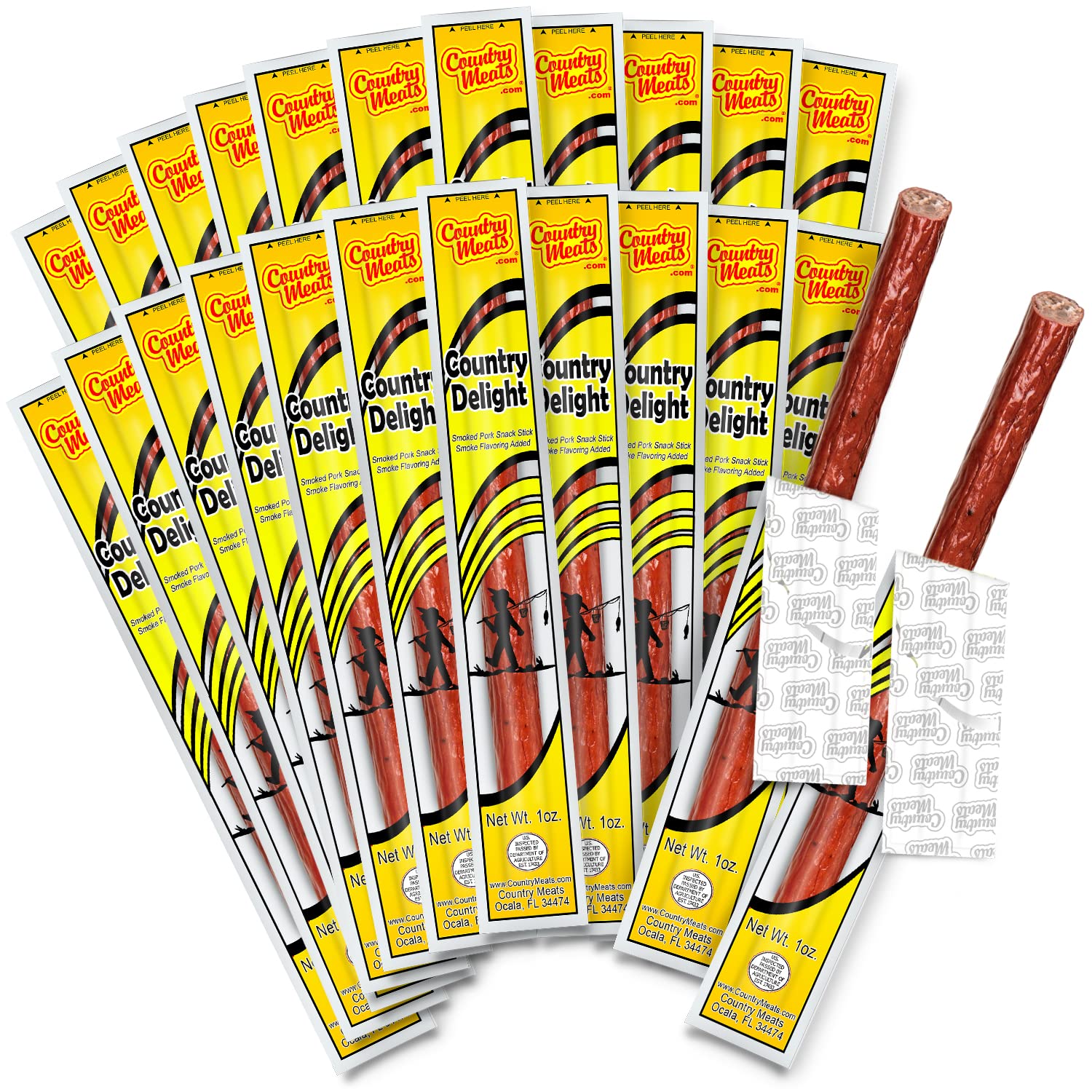 Country Meats Protein Snack Sticks - USDA Certified, 0 Trans Fat, Keto & Low Carb Friendly (24 Pack) | Perfect for Hiking, Road Trips & Office Snacks