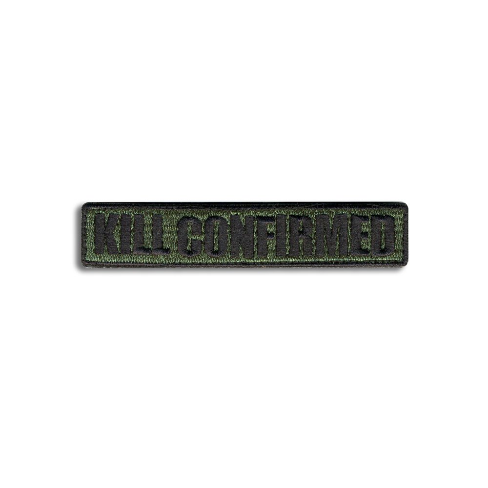 BASTION 3D Embroidered Morale Patches - Kill Confirmed Tactical Combat Badge | Hook & Loop Military Patch for Uniforms, Vests & Backpacks (Green) | Perfect for Military Enthusiasts, Airsoft & Outdoor Activities