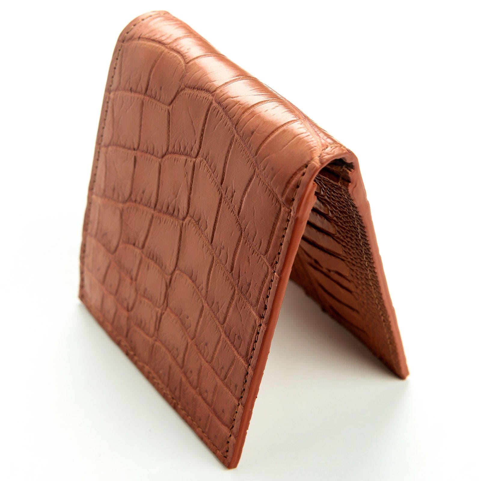 Premium Light Brown Genuine Crocodile & Ostrich Leather Wallet for Men - Luxury Slim Bifold Credit Card Holder (Perfect for Business, Travel & Everyday Use)