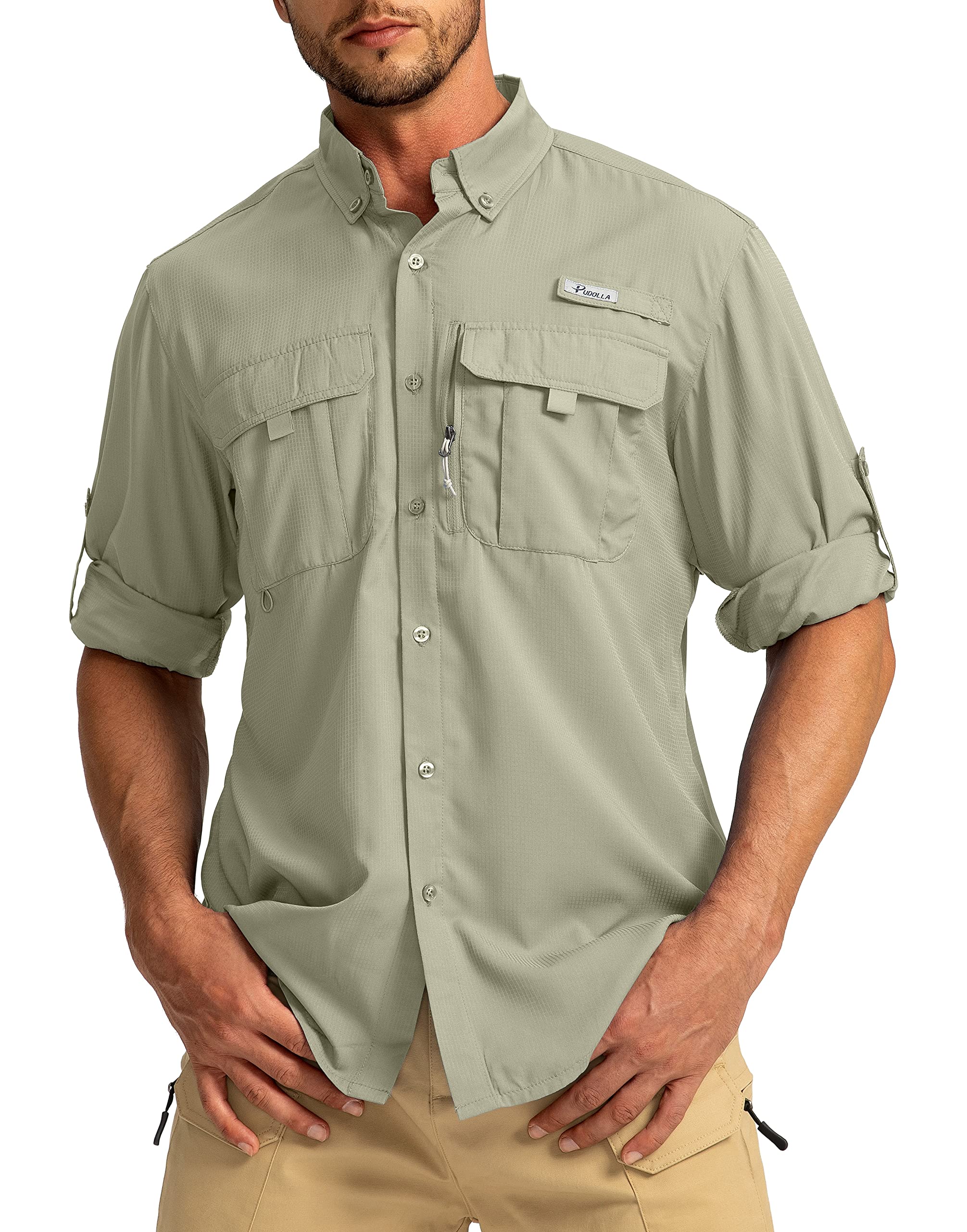 UPF50+ Men's Fishing Shirts Long Sleeve Sun Protection for Outdoor Work & Travel