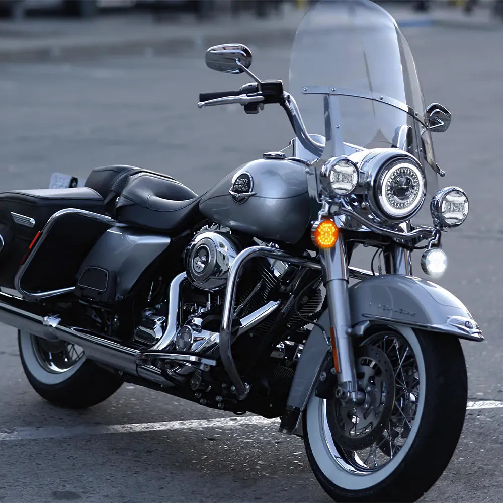 1157 & 1156 LED Turn Signal Kit for Harley Davidson Road Glide, Road King, Softail & Ultra Classic - 3.25 Inch Dual Function Bulbs with Front Double Base & Rear Single Connector - Perfect for Daytime Visibility & Nighttime Safety Riding