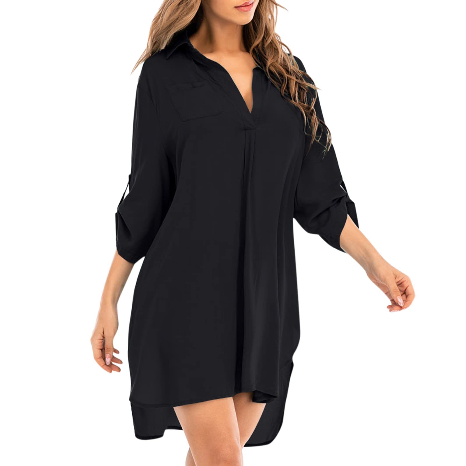 Women's Summer Tops - Casual V-Neck Swimsuit Cover Up Shirts, Bikini Beachwear & Bathing Suit Beach Dress | Perfect for Poolside, Beach Vacation & Resort Wear