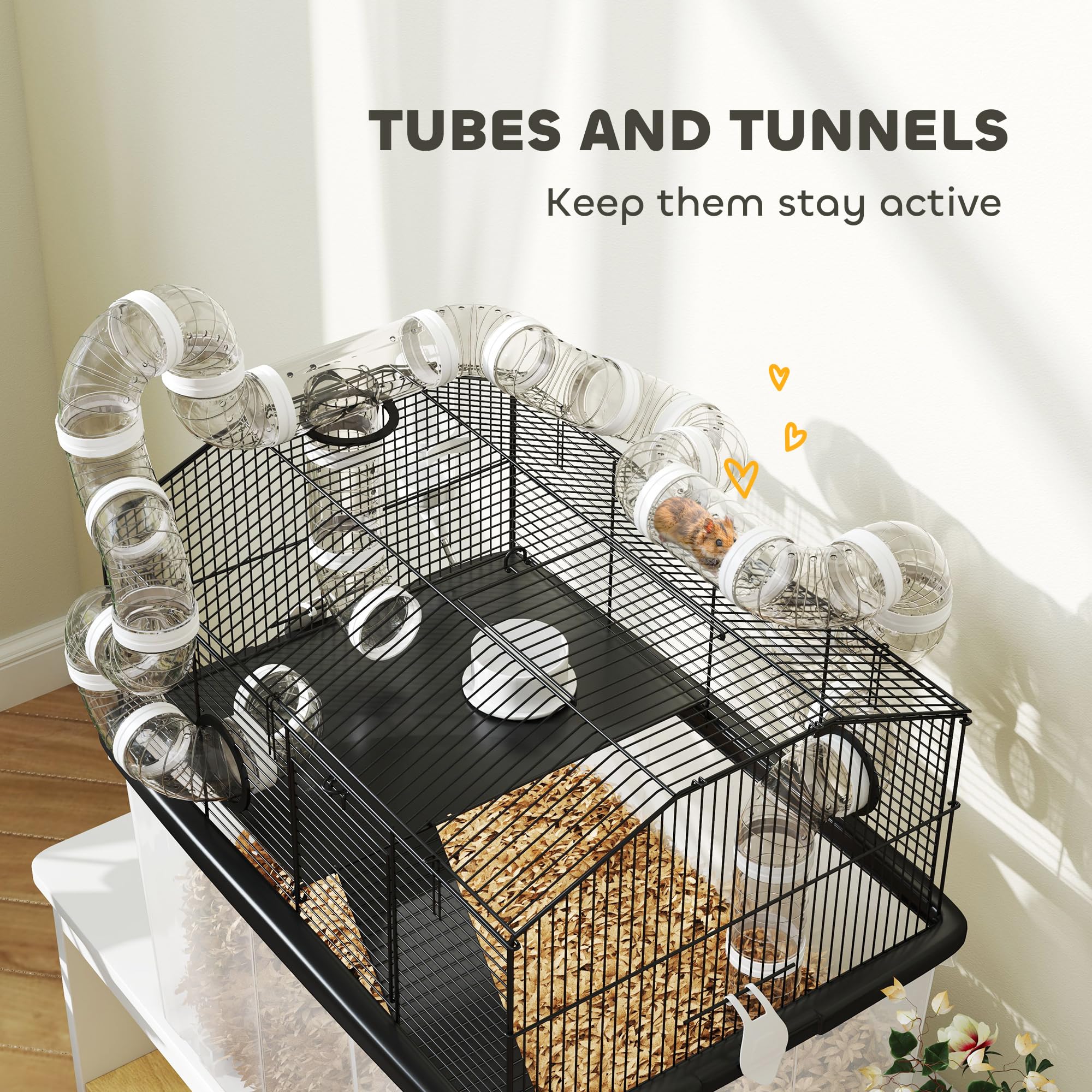 PawHut 2-Tier Large Hamster Cage with 12