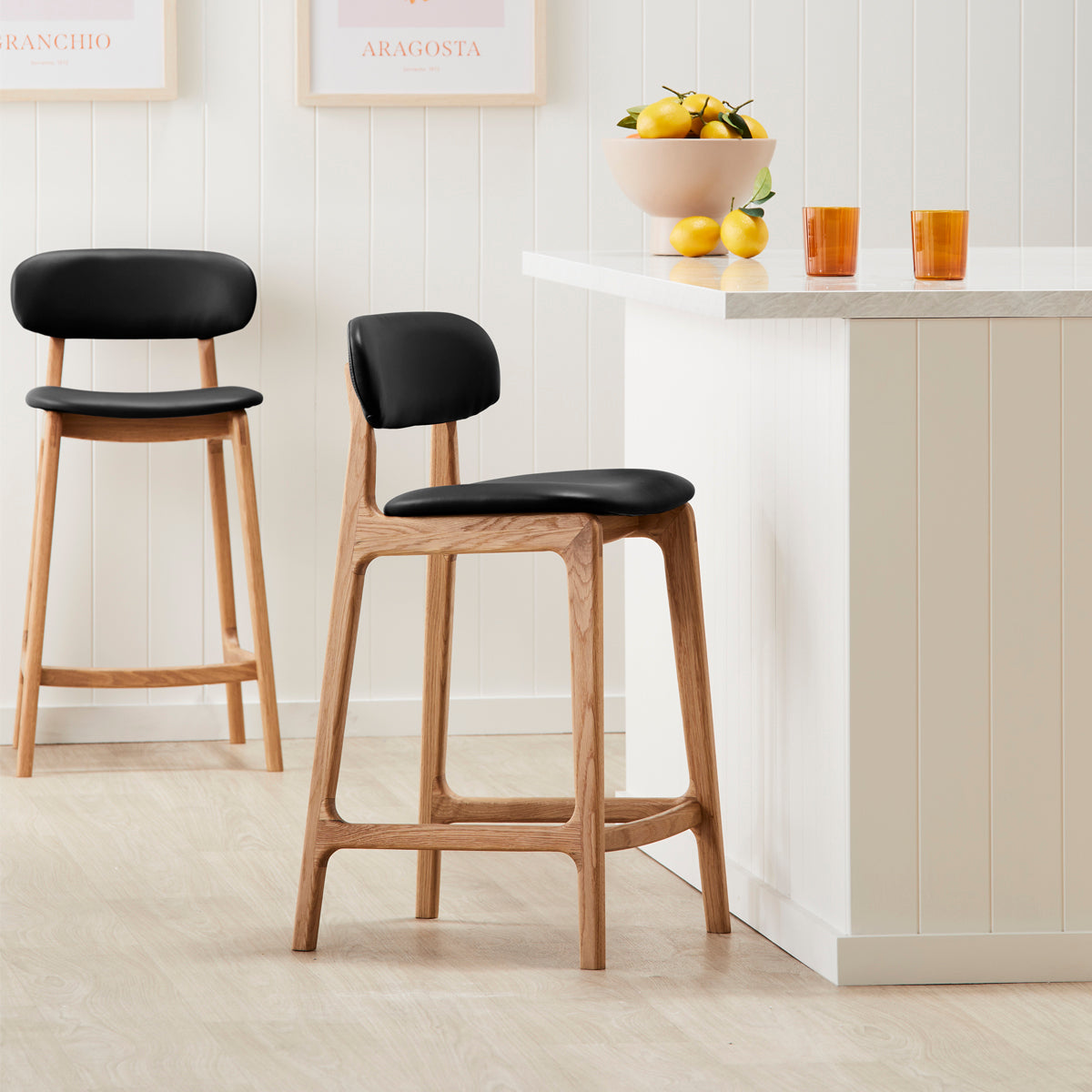 Premium Alaska Leather Bar Stool - Handcrafted Genuine Leather Counter Height Stool for Kitchen Island, Home Bar & Dining Room - Modern Rustic Decor with Adjustable Height & Comfortable Backrest