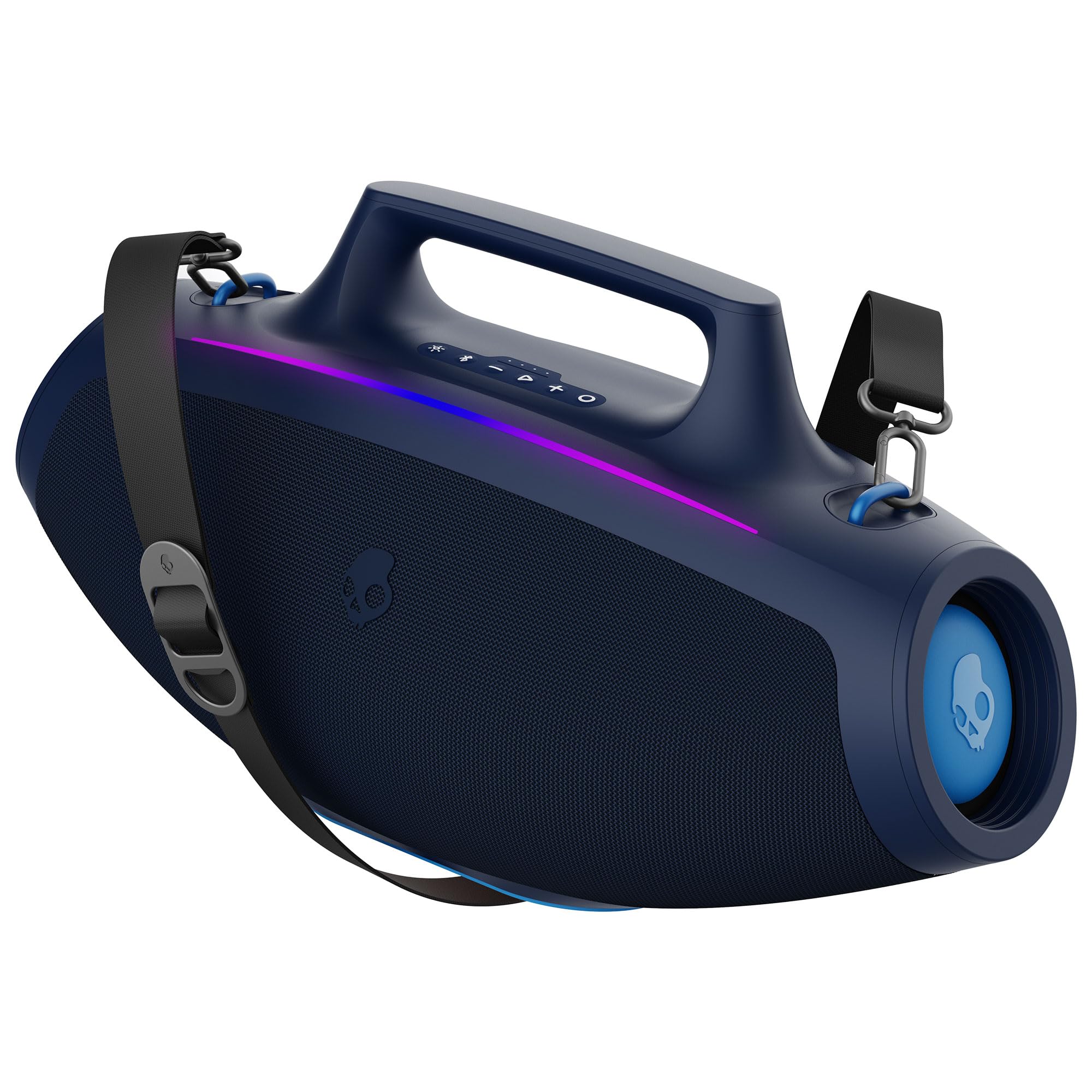 Skullcandy Barrel Bluetooth Boombox Speaker - IPX4 Waterproof Wireless Portable Speaker with LED Light Show, 12H Playtime, Multi-Link Pairing, USB-C/USB-A Charging for Outdoor Parties, Beach & Poolside Use