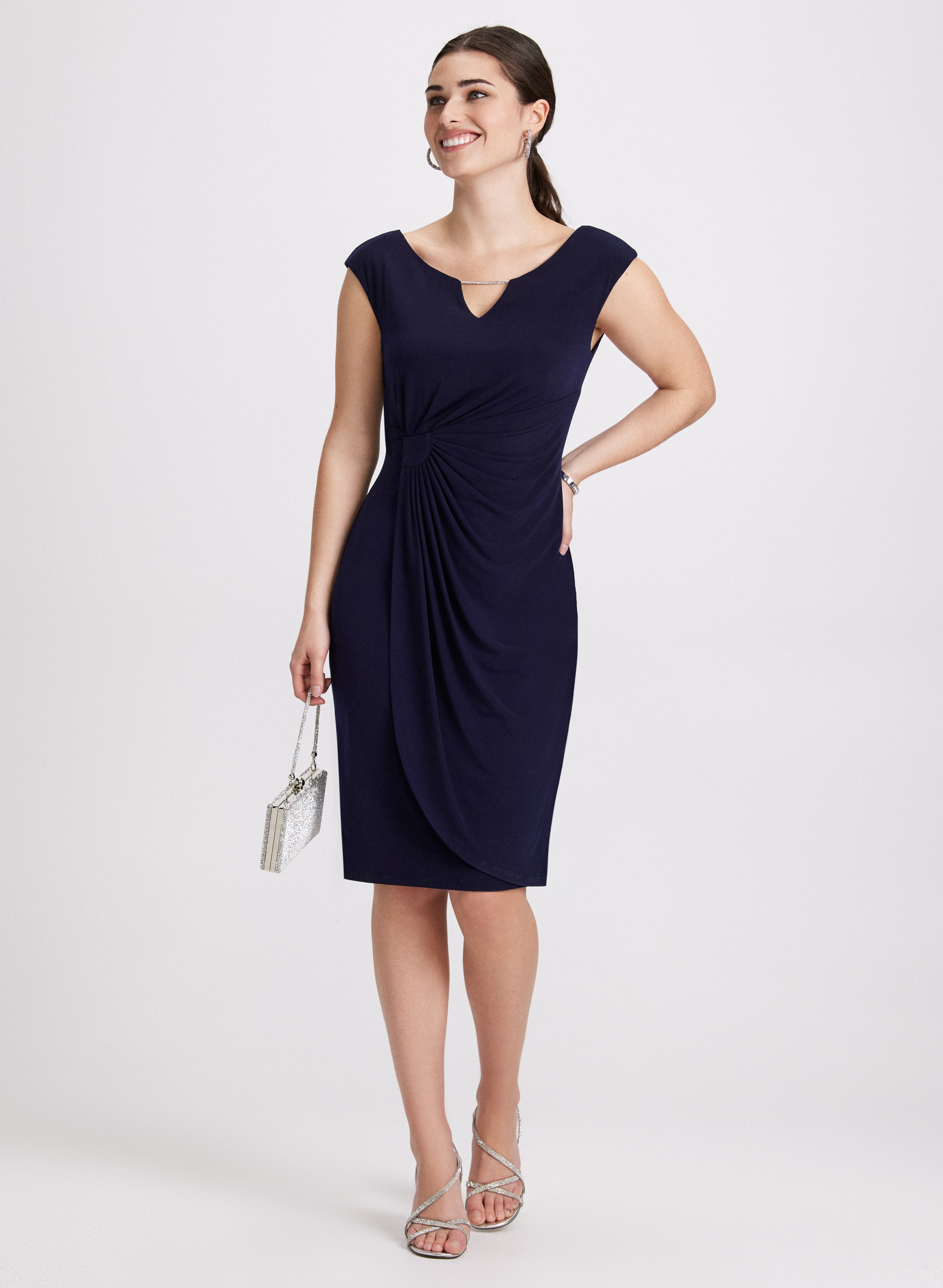 Elegant Draped Crystal Bar Dress for Women - Perfect for Evening Parties, Prom, and Special Occasions