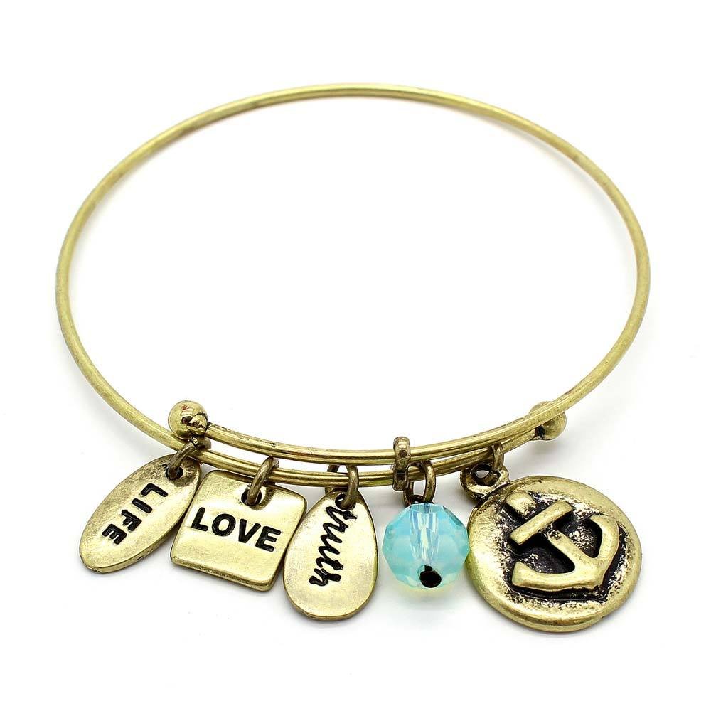 KIS-Jewelry 'Symbology' Inspirational Bracelets for Women - Adjustable Wire Charm Bracelet with Meaningful Symbols | Thoughtful Gift for Her | Perfect for Everyday Wear, Special Occasions & Spiritual Healing