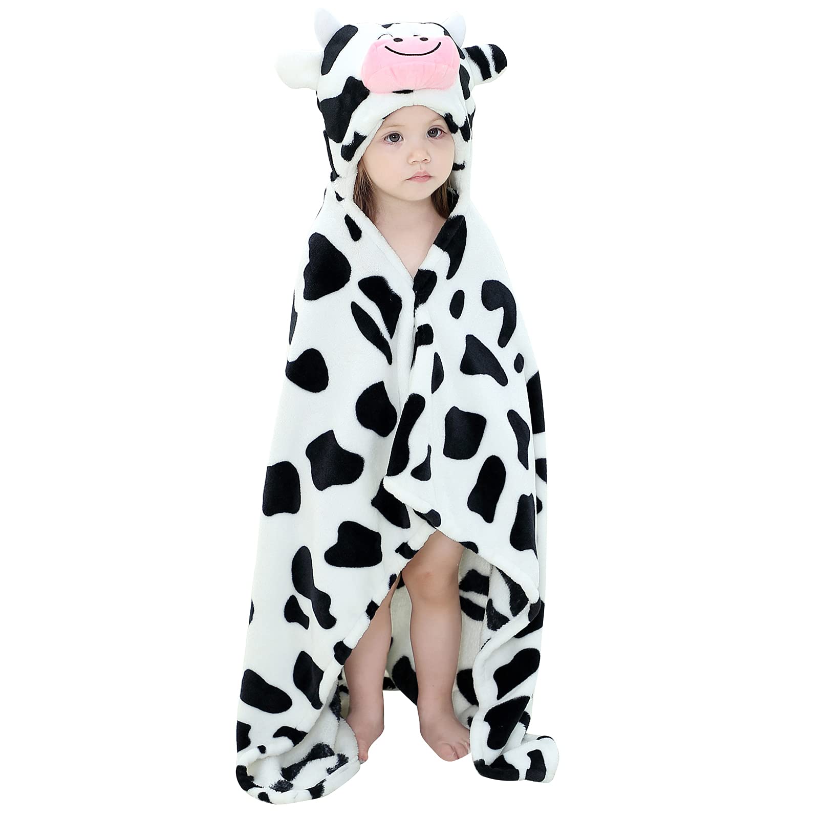 Soft Cozy Flannel Baby Hooded Towel - Wearable Hoodie Blanket for Toddlers & Kids - 50