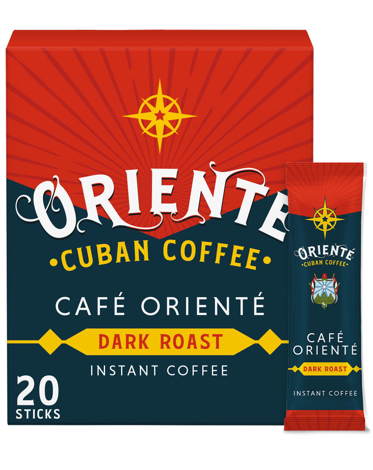 Premium Oriente Cuban Dark Roast Instant Coffee Sticks - Rich & Bold Cuban Coffee for Home, Office & Travel - Perfect for Espresso, Latte & Morning Boost