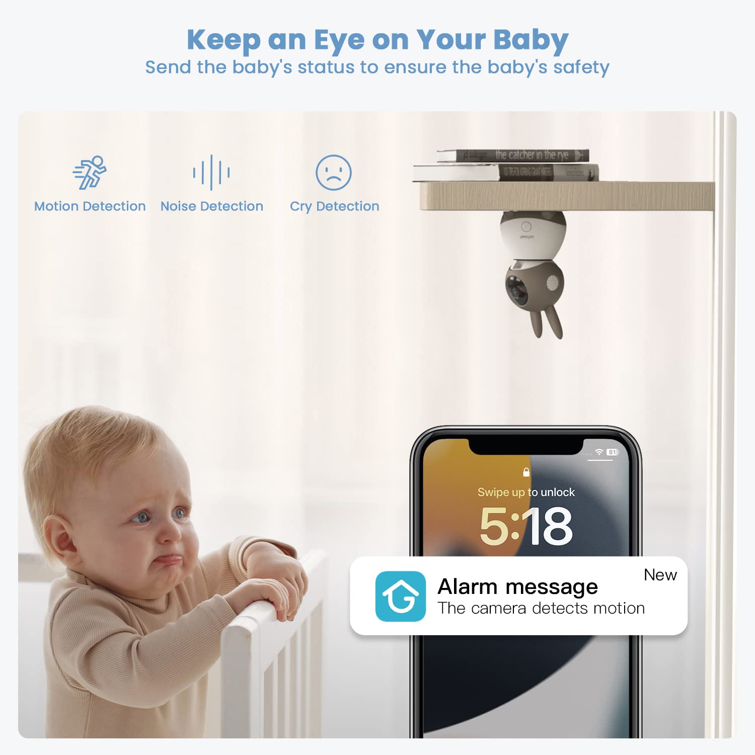 ieGeek 2K HD Baby Monitor with 360° View - 2 Camera Split Screen System, WiFi Smartphone App & 5