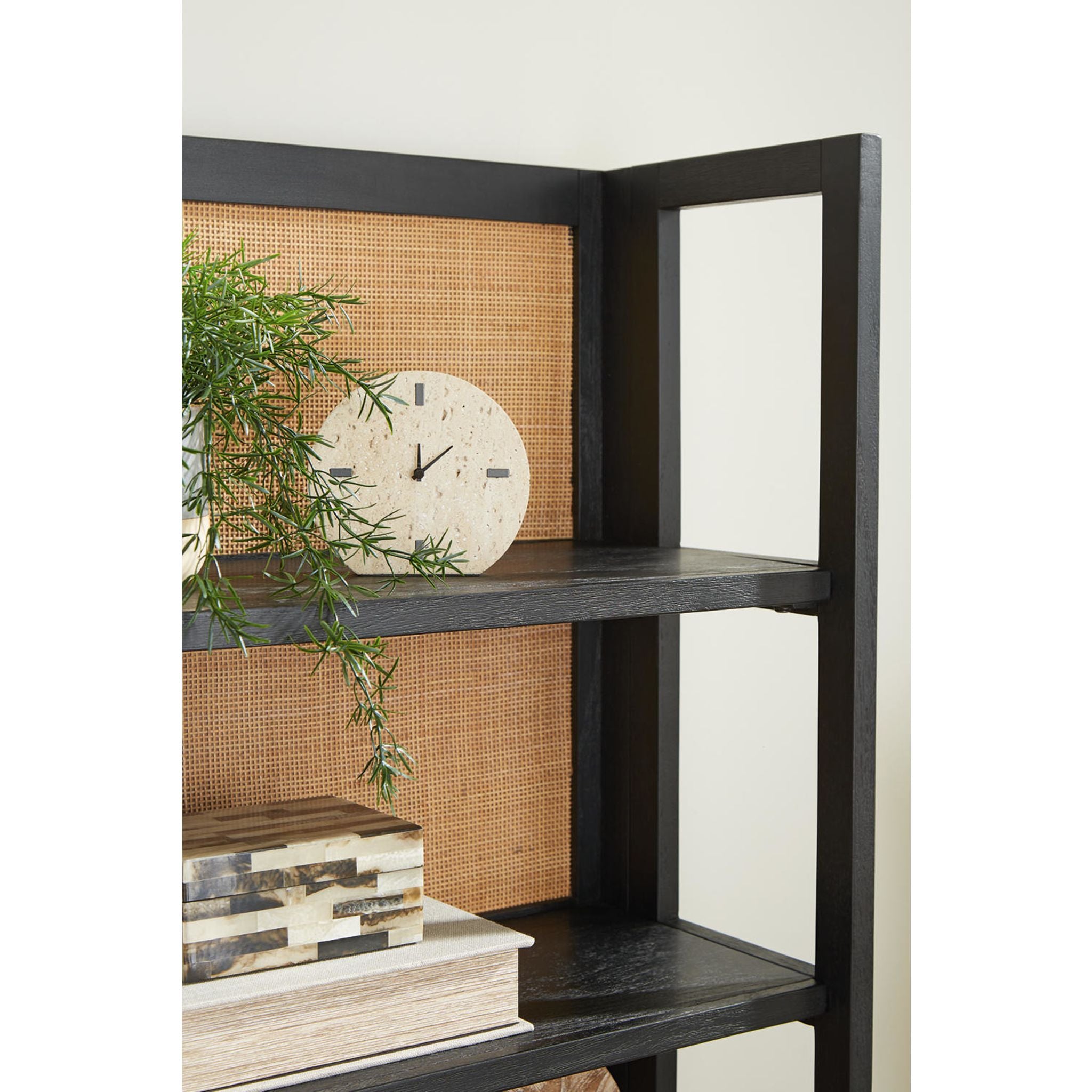 Abyard 5-Shelf Wooden Bookcase - Black/Natural Finish for Home Office, Living Room & Bedroom Storage & Organization