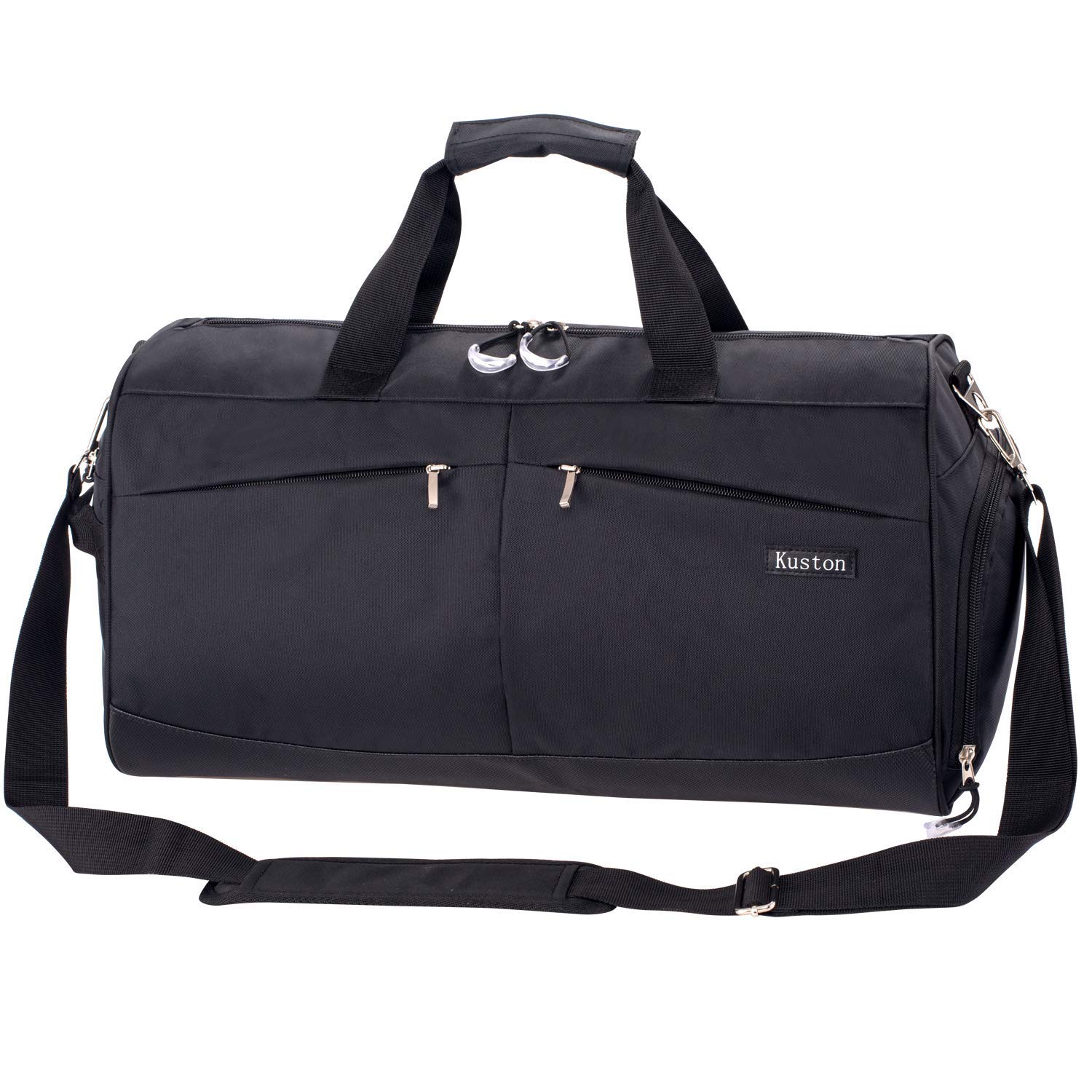 **Kuston Sports Gym Bag with Shoes Compartment & Wet Pocket - Durable Gym Duffel Bag for Men & Women - Perfect for Workout, Travel & Overnight Trips - Black**