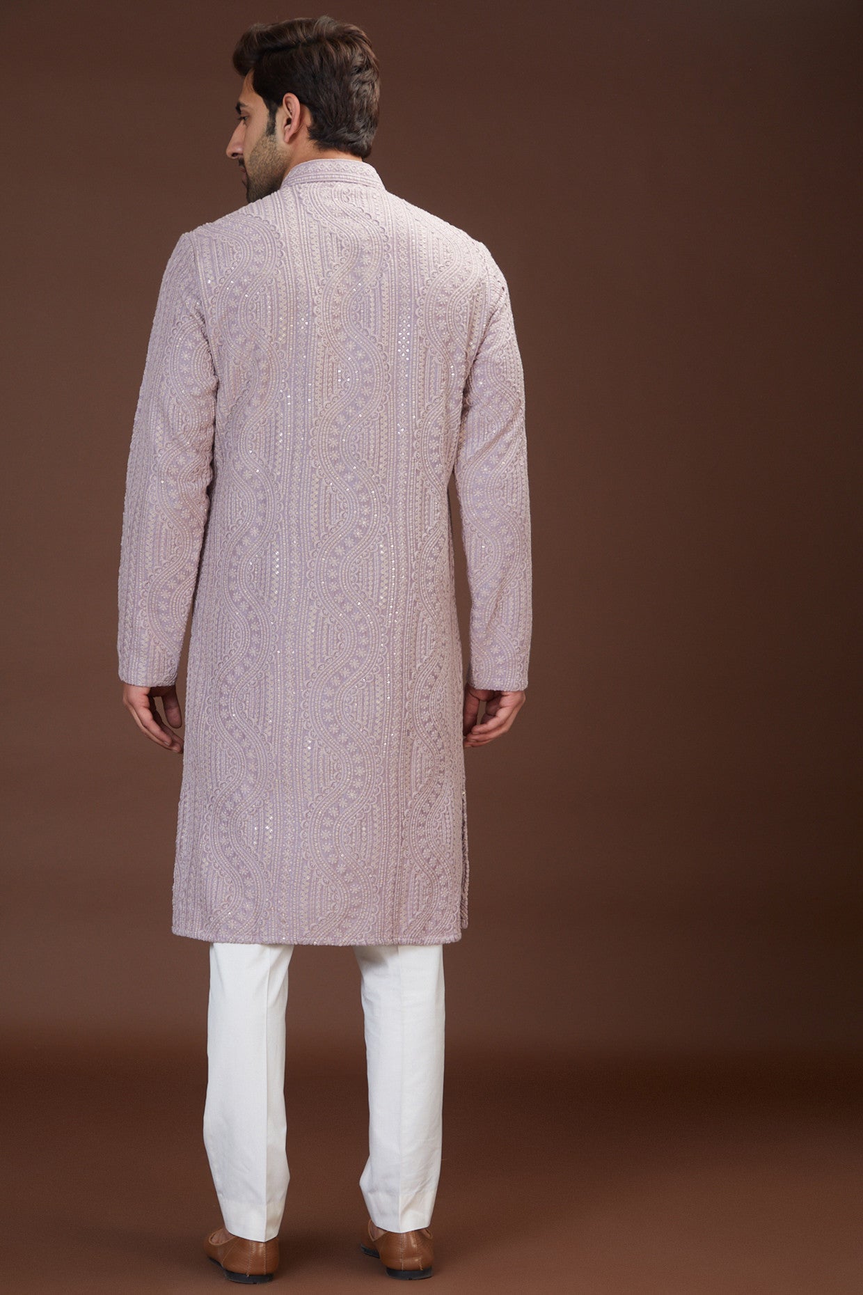 Lavender Embroidered Kurta for Women - Elegant Handcrafted Floral Design Cotton Tunic - Perfect for Festivals, Weddings & Casual Wear
