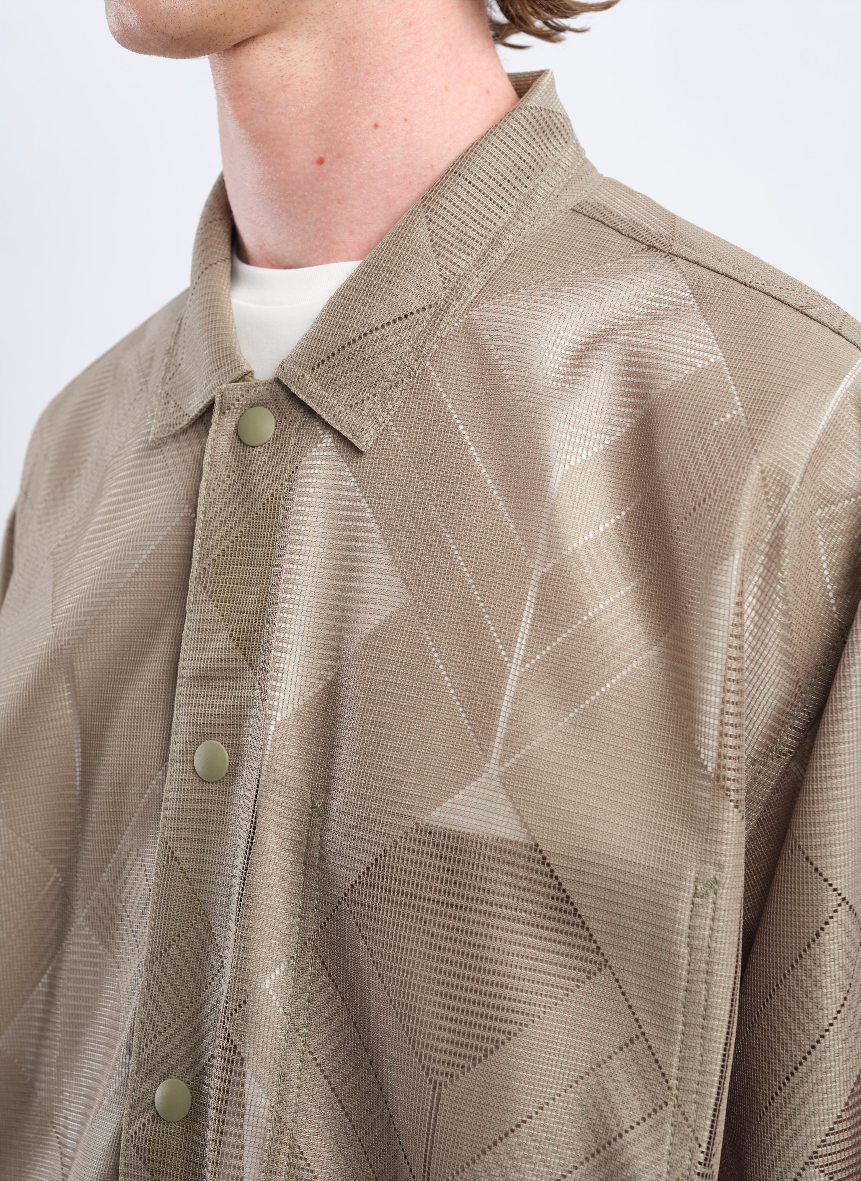 Stylish Polyester Geometric Jacquard Coach Jacket for Men & Women - Lightweight Windbreaker for Outdoor Sports, Casual Wear & Street Fashion