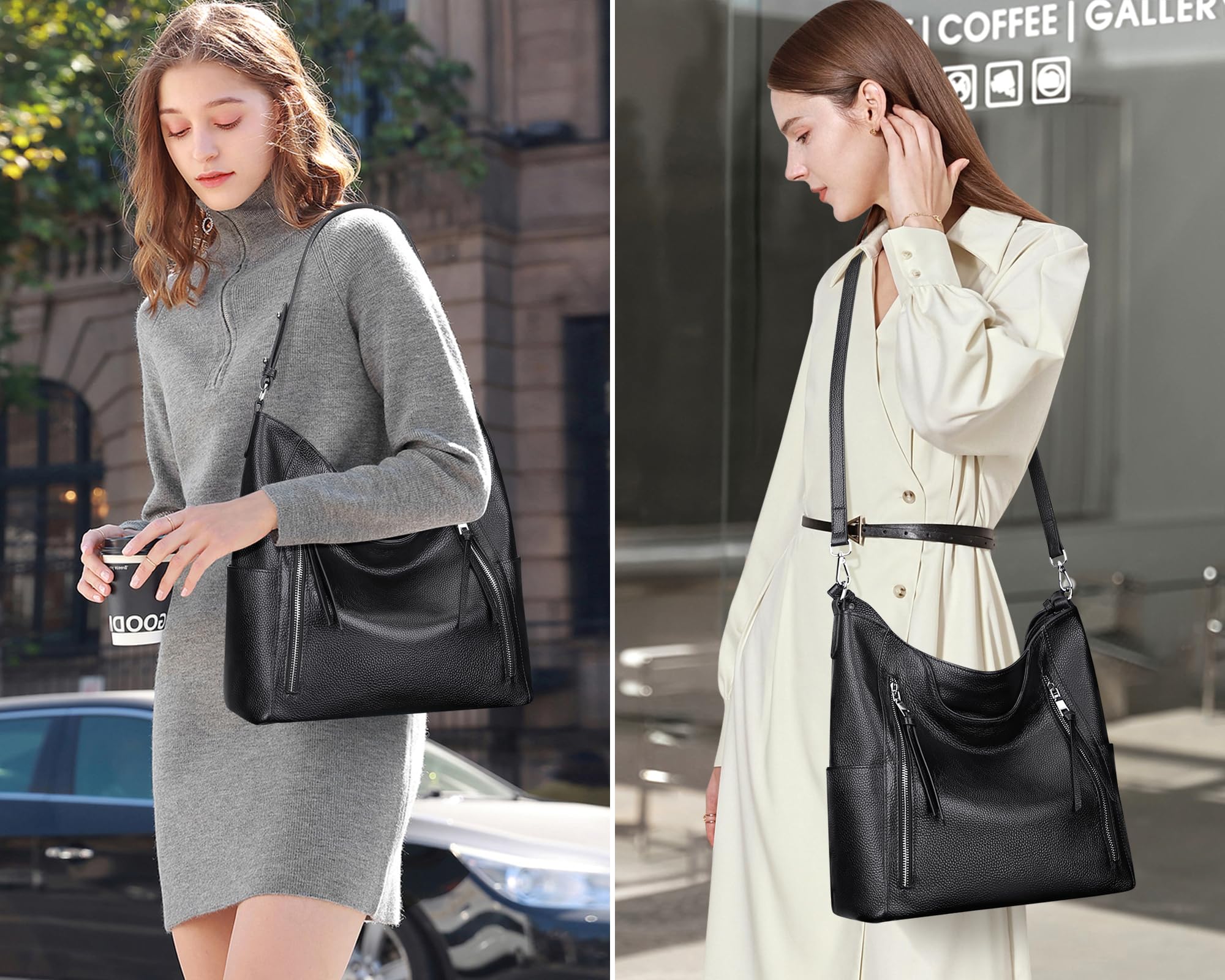 Genuine Leather Hobo Bags for Women - Soft Casual Shoulder Purse & Handbag - Perfect for Work, Travel & Everyday Use