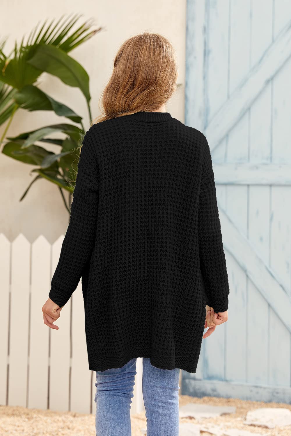 SySea Women's Batwing Long Sleeve Cardigan - Open Front Chunky Knit Sweater Coat with Pockets | Casual Fall Winter Fashion for Office, Date Night & Layering