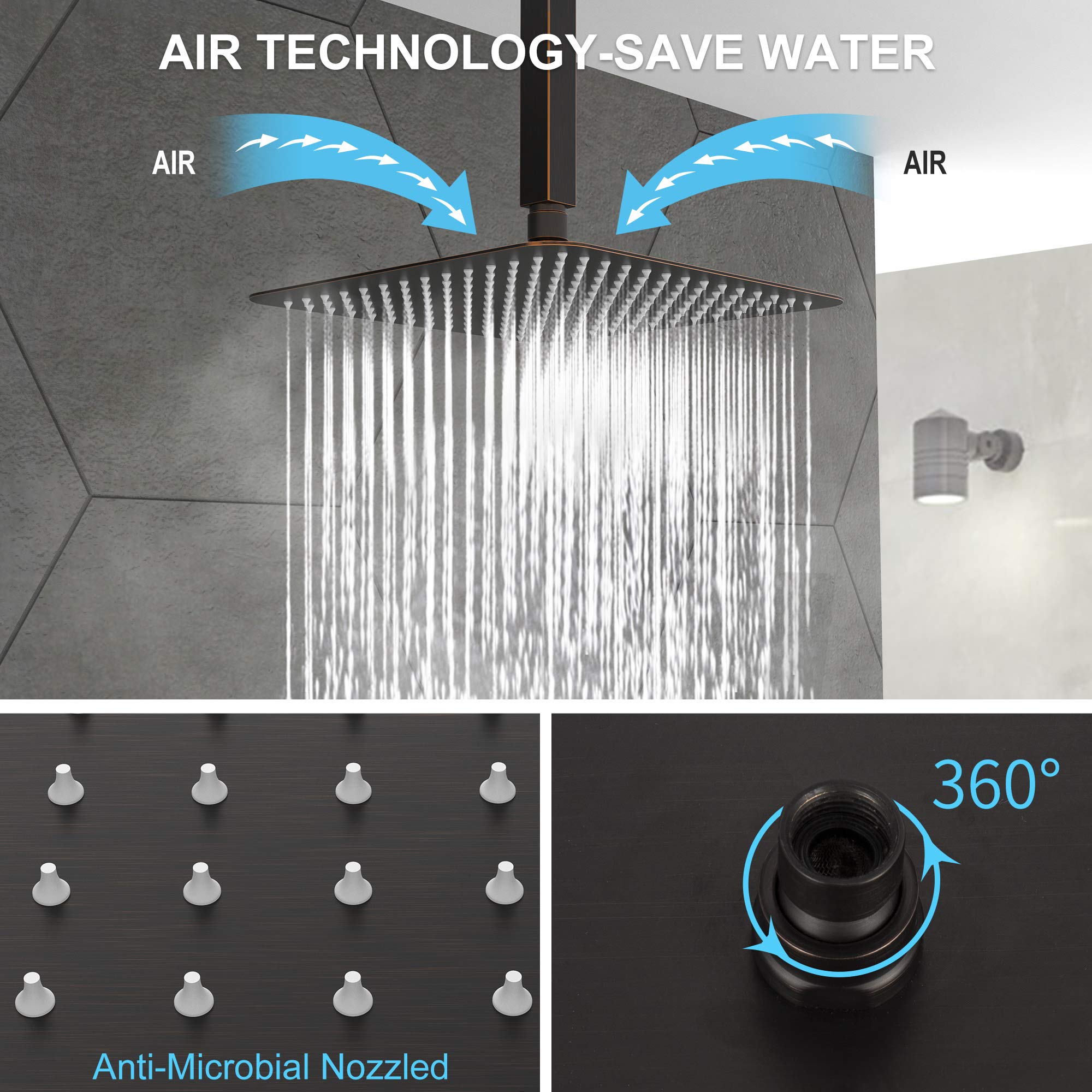 Oil Rubbed Bronze Rainfall Shower Faucet Set - High Pressure 10 Inch Shower Head with Handheld Sprayer, Ceiling Mounted Shower Combo for Luxurious Bathroom Experience | Perfect for Spa-Like Relaxation and Modern Bathroom Upgrades