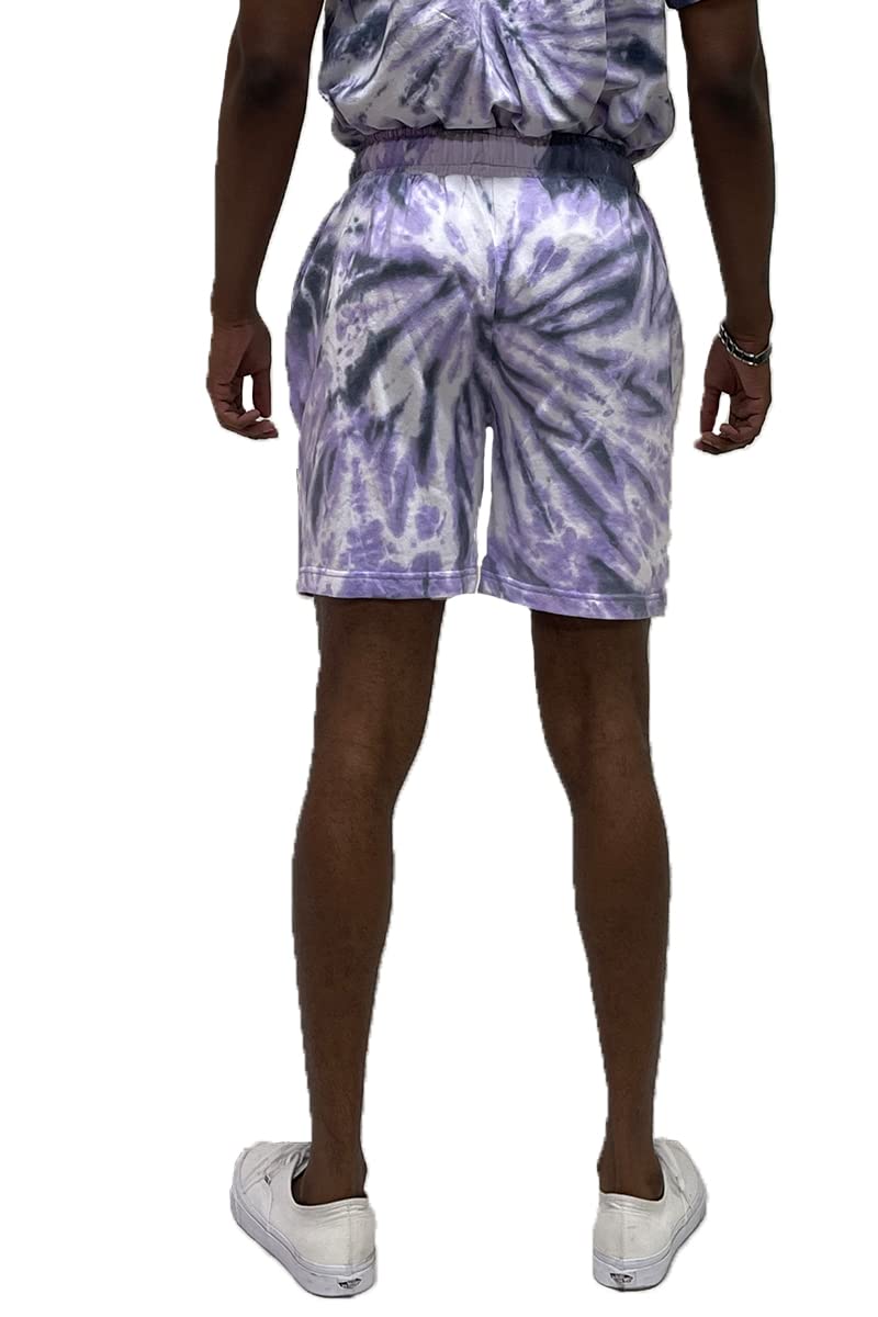 WEIV GEAR Men's Tie Dye Casual Shorts with Drawstring Elastic Waist - Breathable Workout Gym Running Activewear Beach Pants with Side Pockets | Perfect for Summer Outdoor Sports, Travel & Lounge Wear