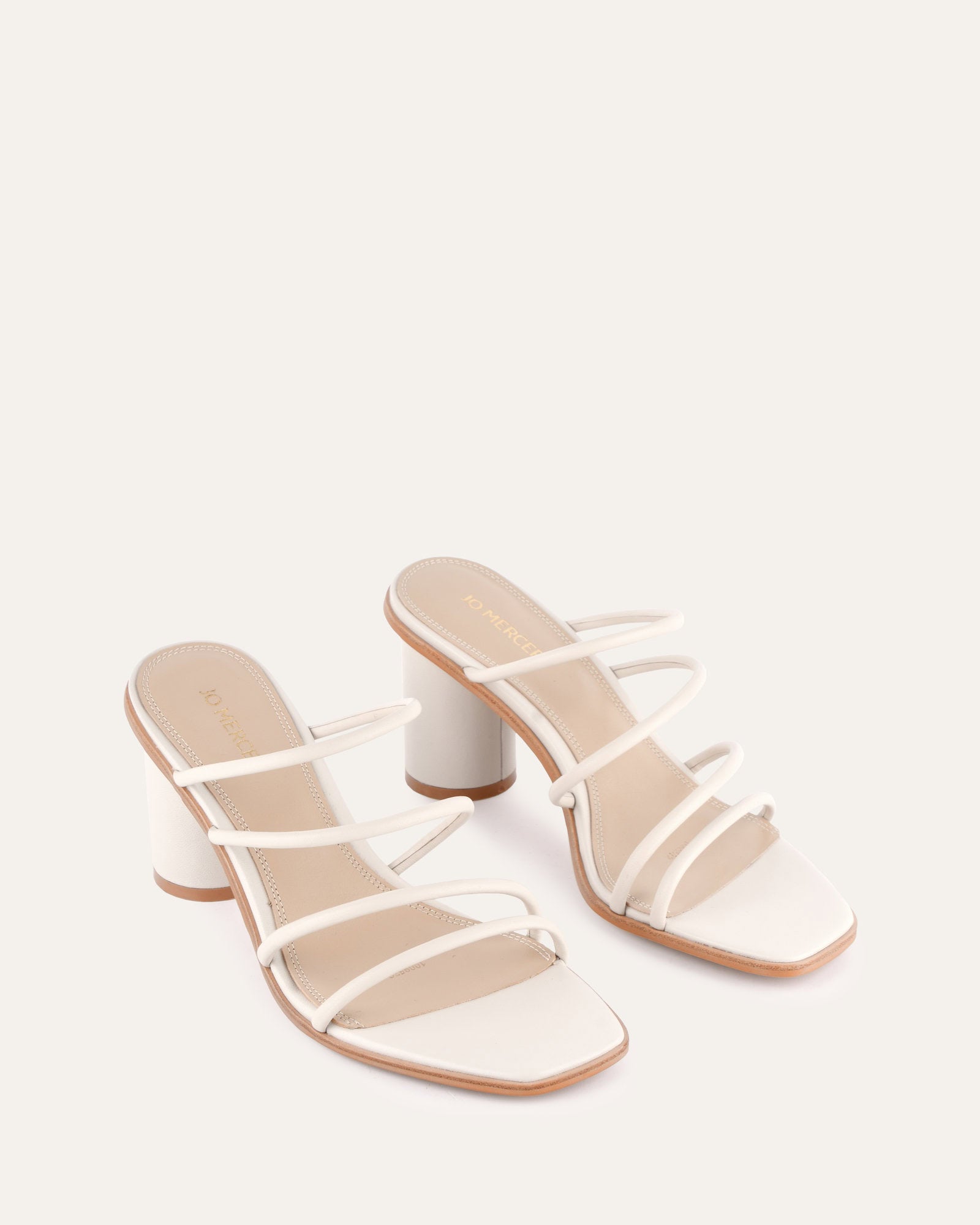 NAOMI Women's Mid Heel Sandals - Off White Leather Comfortable Summer Dress Shoes for Weddings, Parties & Office Wear