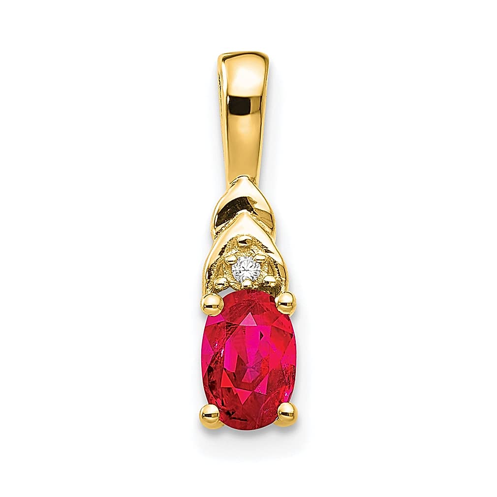 14K Yellow Gold Red Ruby Diamond Pendant Necklace - July Birthstone Jewelry for Women, Elegant Gift for Her | Perfect for Anniversaries, Birthdays & Special Occasions