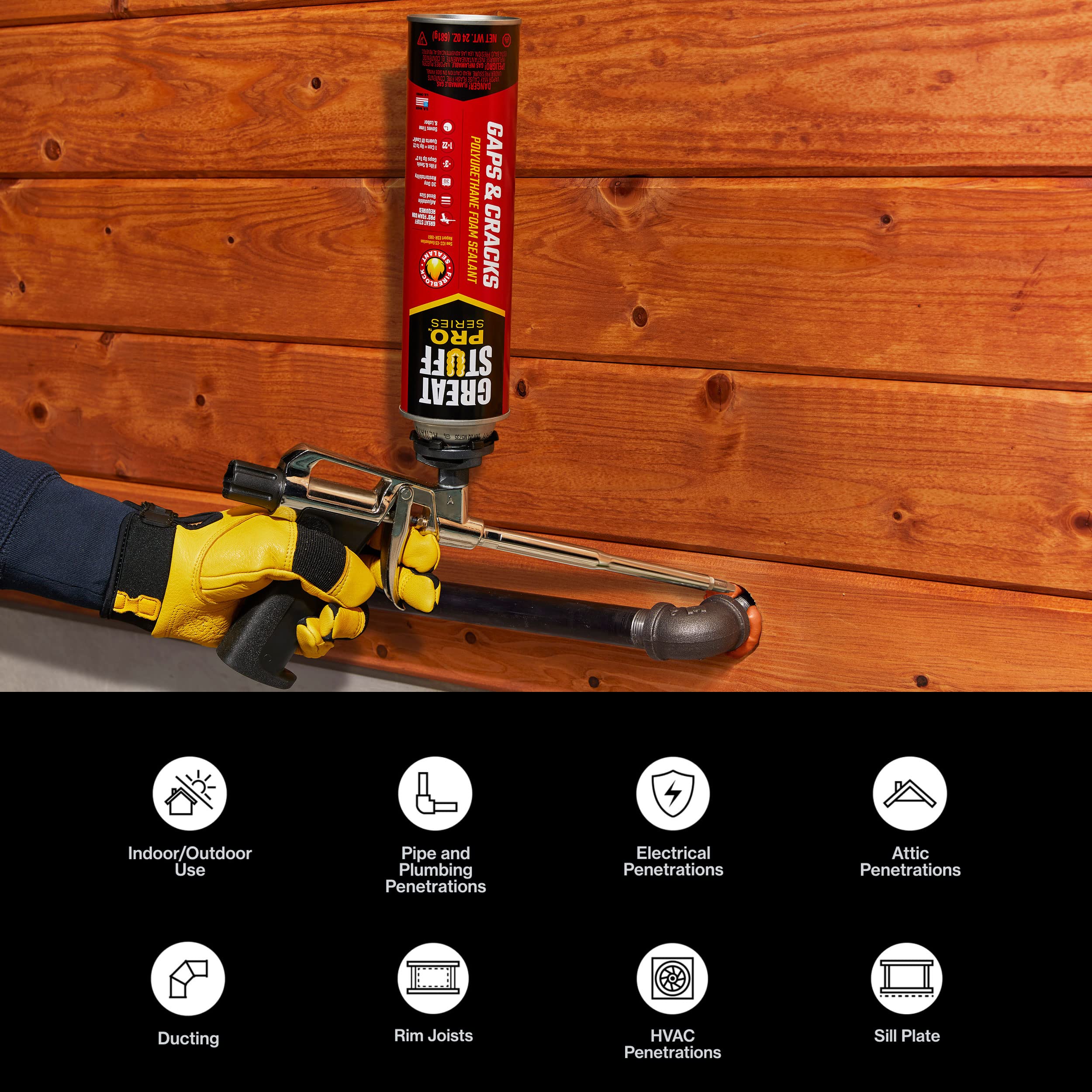 Great Stuff PRO Gaps & Cracks 24 oz Gun-Applied Insulating Foam Sealant (12 Pack) - Cream | High-Performance Air & Moisture Barrier for Home & Commercial Use | Ideal for Sealing Gaps Around Windows, Doors, Pipes & Electrical Outlets