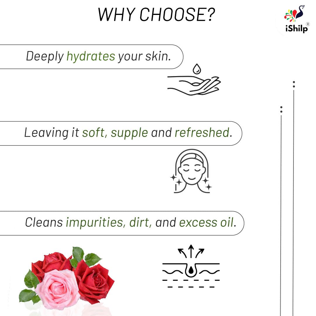 iShilp Wild Rose & Aloe Vera Face Wash for Dry Skin - Gentle Cleanser for Women & Men | 100ml | Hydrating & Soothing Daily Skincare for Sensitive Skin