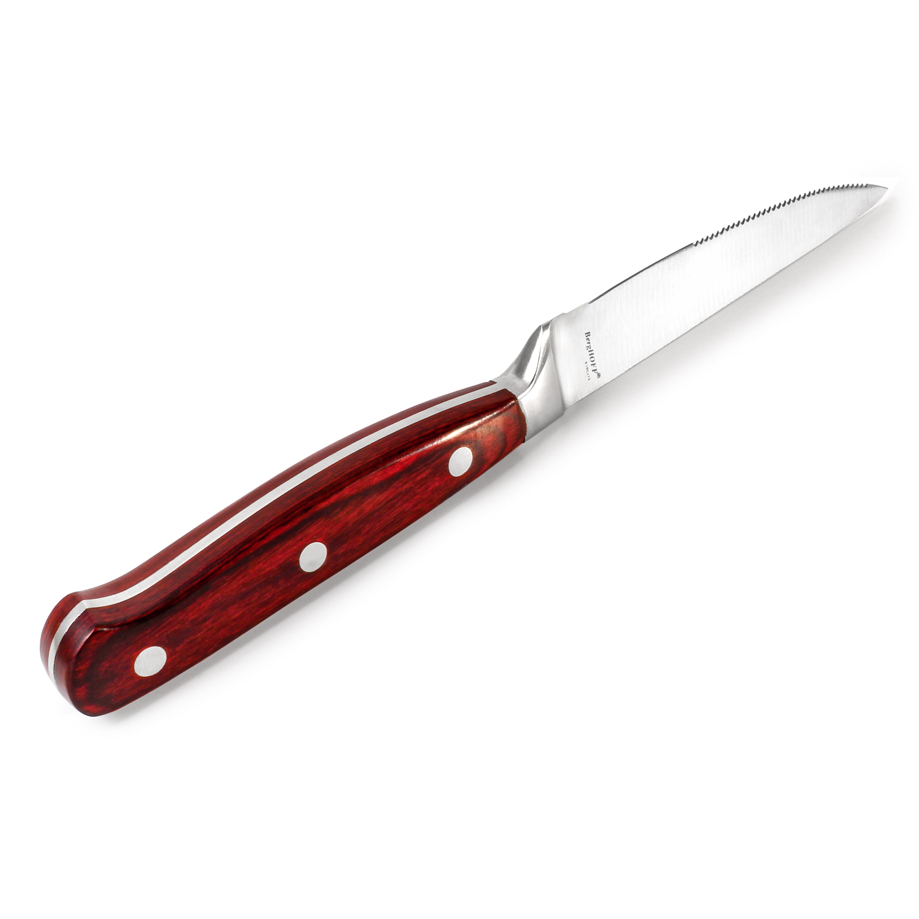 Premium BergHOFF Pakka Wood 4-Piece Stainless Steel Steak Knife Set - Sharp 4.75