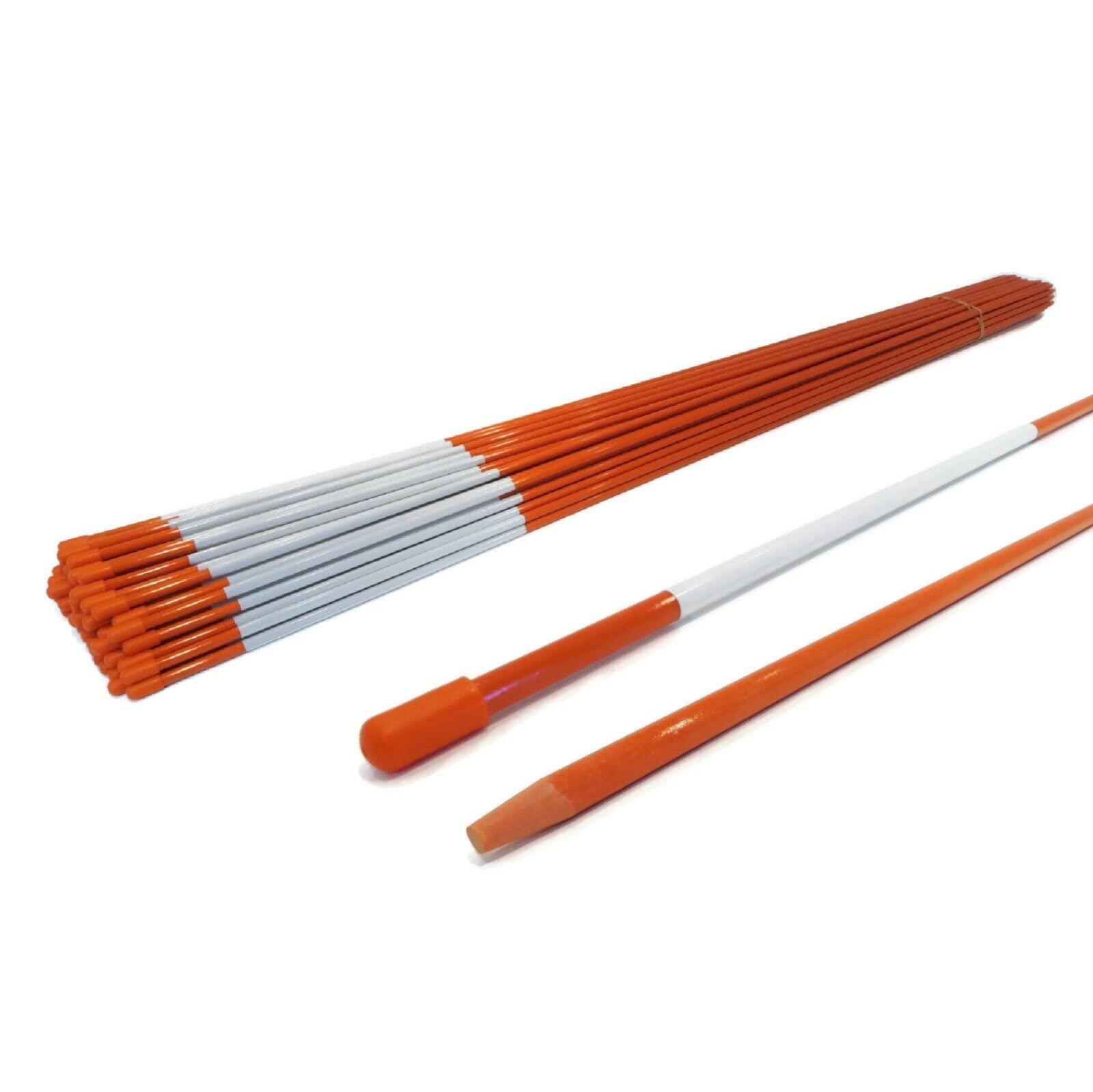 50 Pack 5/16 Inch Fiberglass Pathway Markers - Flexible & Durable Tapered Stakes for Garden, Lawn, and Construction Site Marking