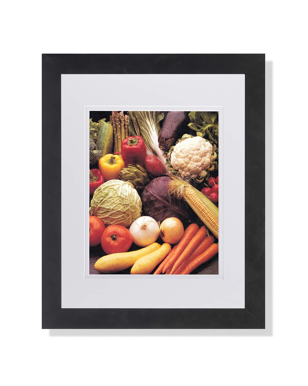 Farm Fresh Vegetable Art Print - Squash, Carrots, Corn, Peppers & Onions Framed Kitchen Wall Decor - Perfect for Farmhouse, Country Style Kitchens & Dining Rooms