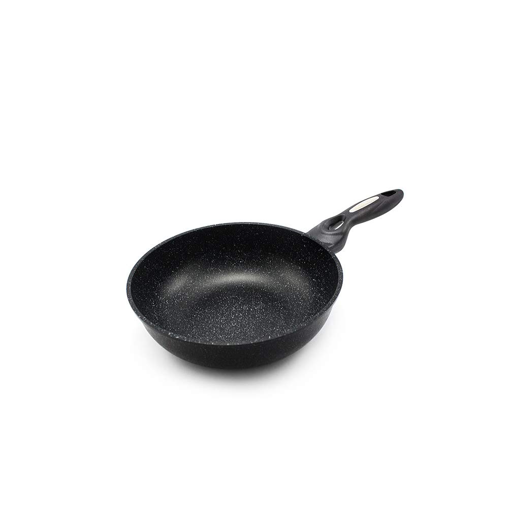 Premium Marble Coated Cast Aluminum Non-Stick Frying Pan Wok - 10 Inch (26cm) - Ideal for Stir-Fry, Sauteing & Asian Cooking