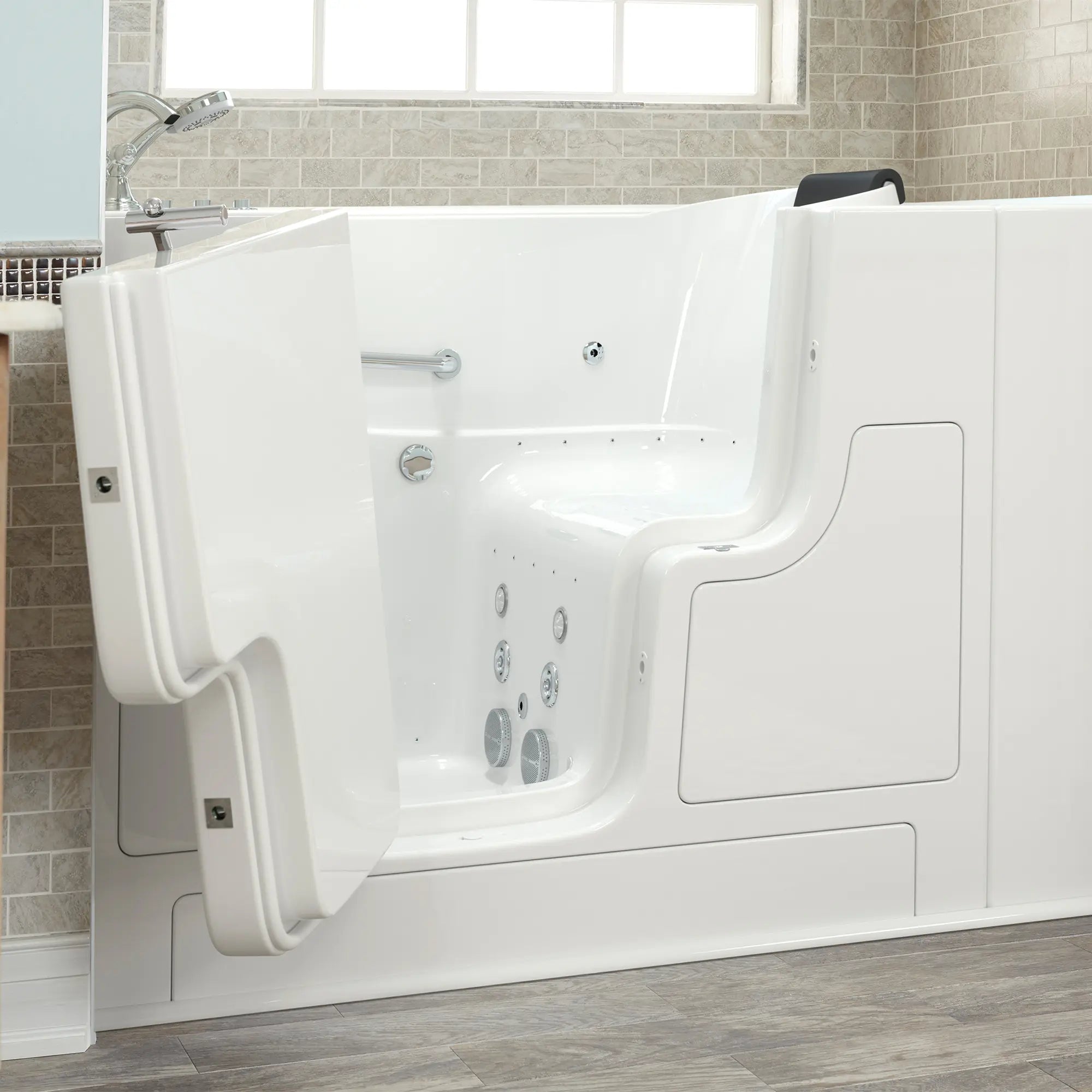 Premium 30 x 52 Inch Gelcoat Walk-In Bathtub with Air Spa & Whirlpool System - Left Hand Drain & Faucet - Ideal for Elderly & Mobility Assistance, Relaxation Therapy, and Spa-Like Bathing Experience at Home
