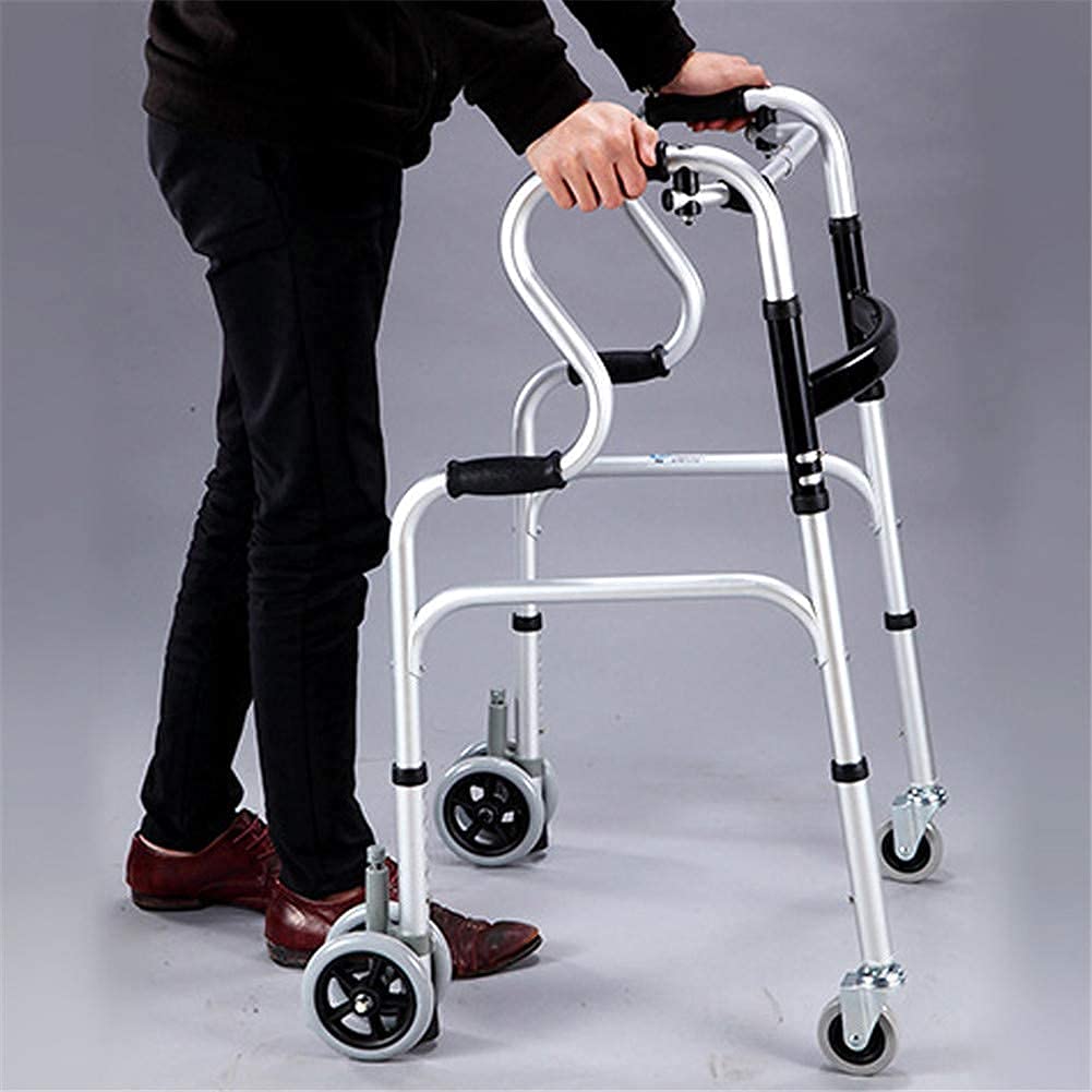 Adjustable Height Folding Toilet Frame for Seniors - Portable Bedside Commode with Wheels & Armrests, Space-Saving Rollator Shower Chair - Ideal for Elderly Home Care, Mobility Assistance & Bathroom Safety