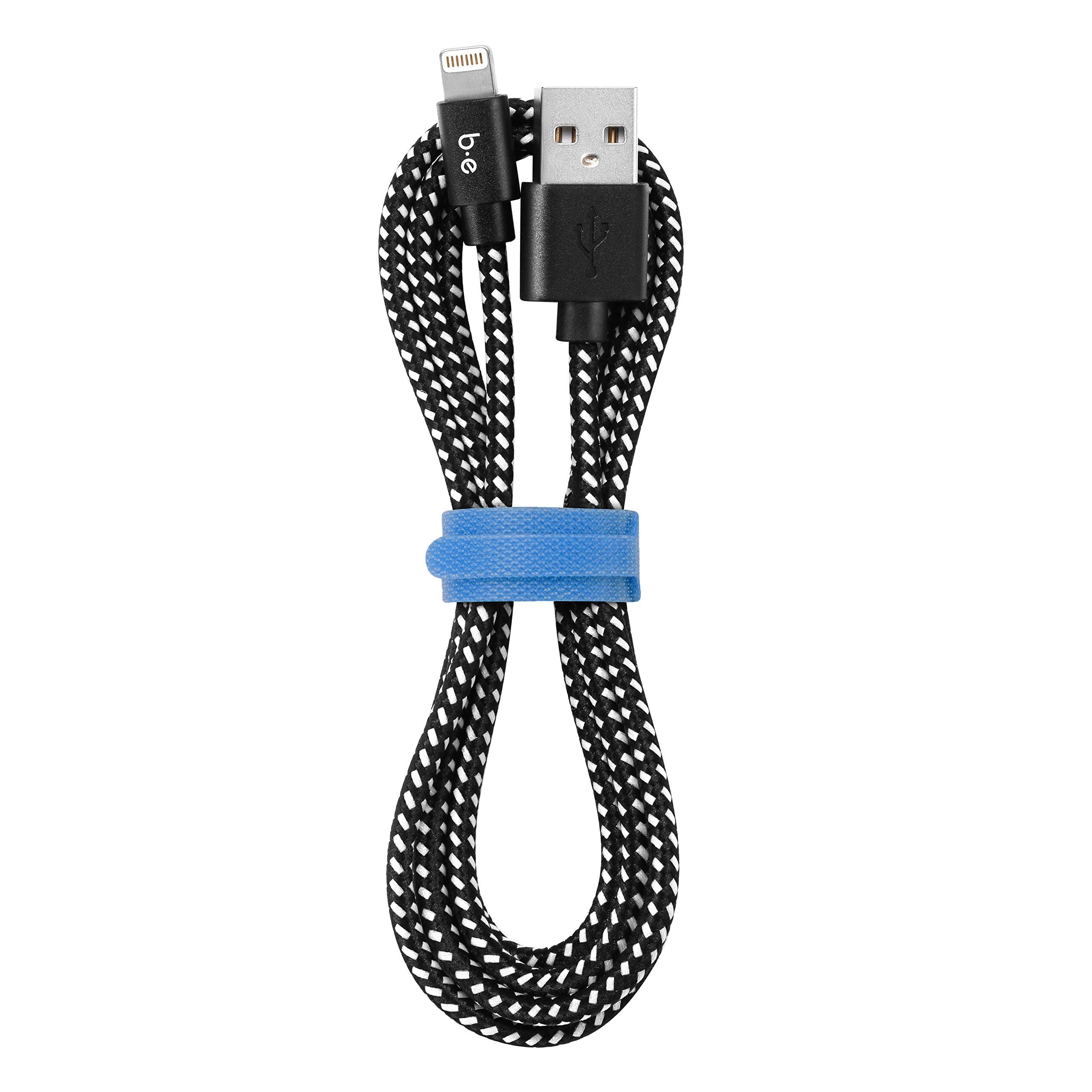 Blue Element Braided Lightning to USB-A Charging Cable 4ft - Fast Sync & Durable for iPhone, iPad - Perfect for Home, Office & Travel