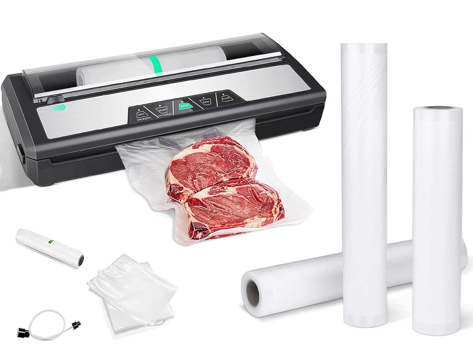 Premium Vacuum Sealer Machine with 80Kpa Strong Suction - Includes 3 Pack (8