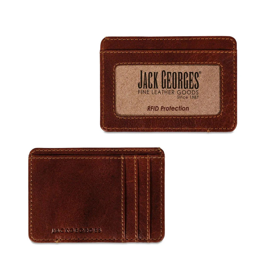 Jack Georges Slim Wallet The Mitchell - Genuine Leather Minimalist Wallet for Men - Perfect for Everyday Carry, Travel & Business Use