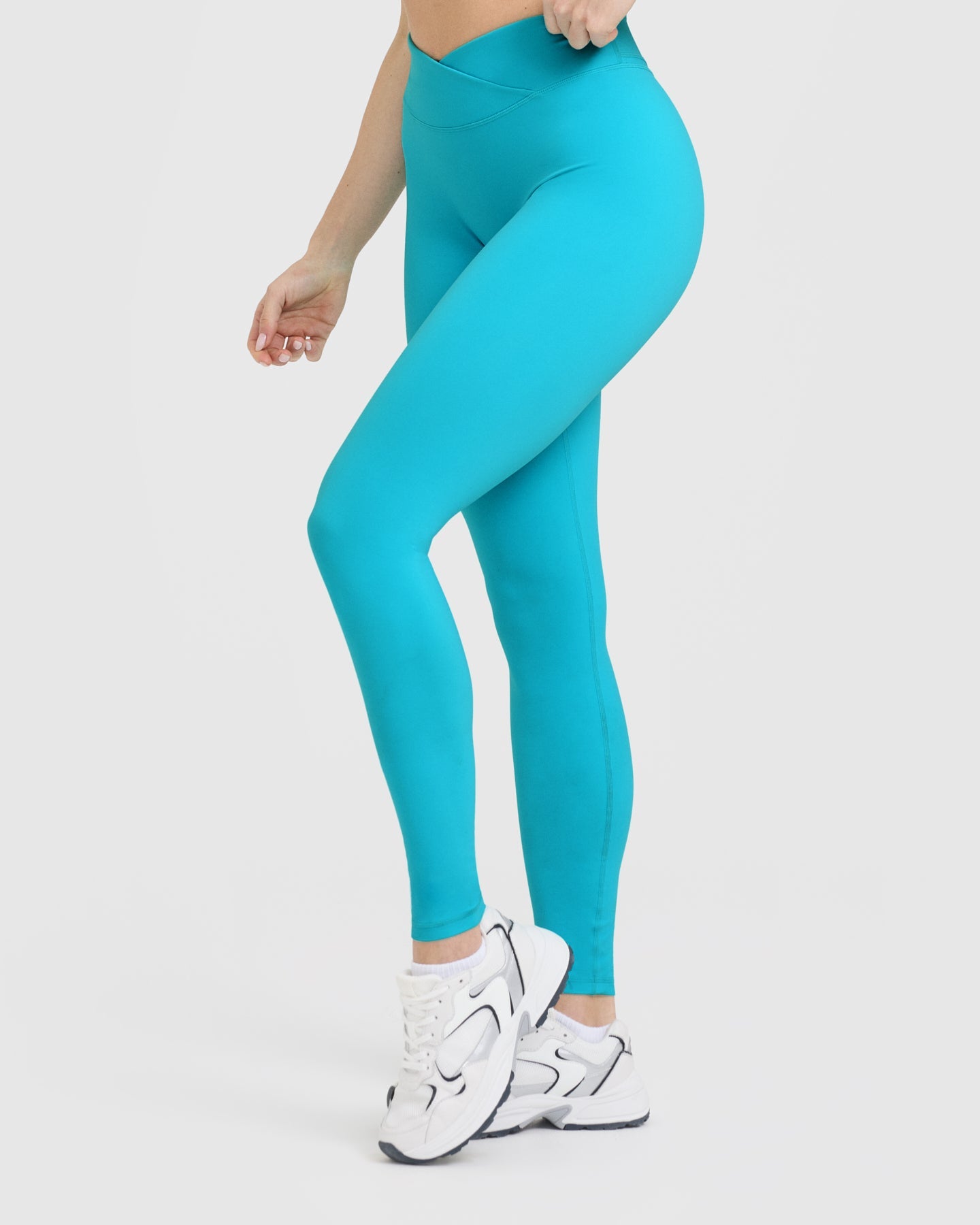 Aqua Blue High Waist Yoga Leggings for Women - Seamless Tummy Control Workout Pants - Perfect for Yoga, Running & Gym
