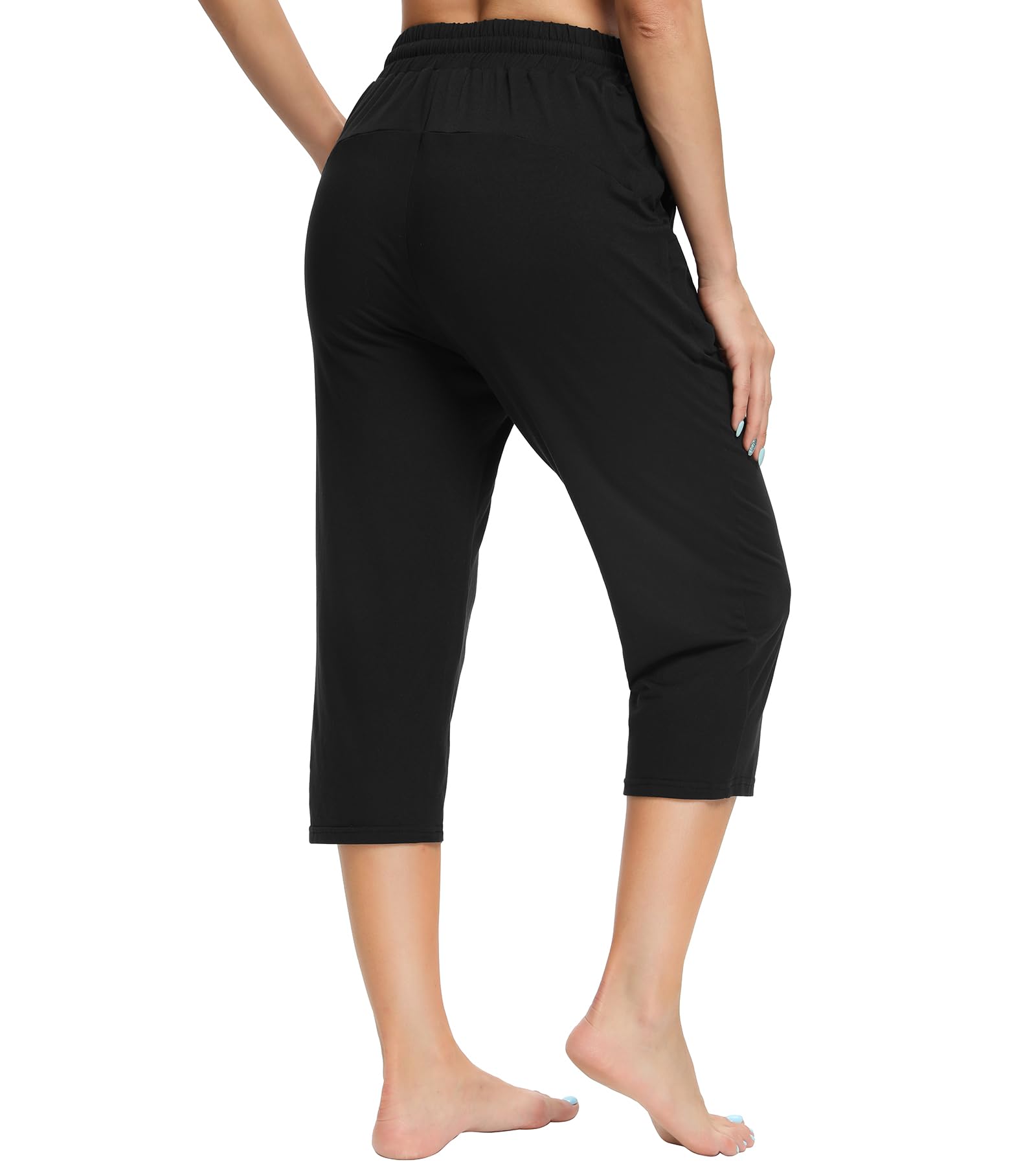 OLIKEME Women's High Waisted Yoga Capri Pants - Loose Fit Drawstring Lounge Sweatpants for Running, Gym & Workout with Pockets | Comfortable Athletic Wear for Yoga, Pilates & Casual Outfits