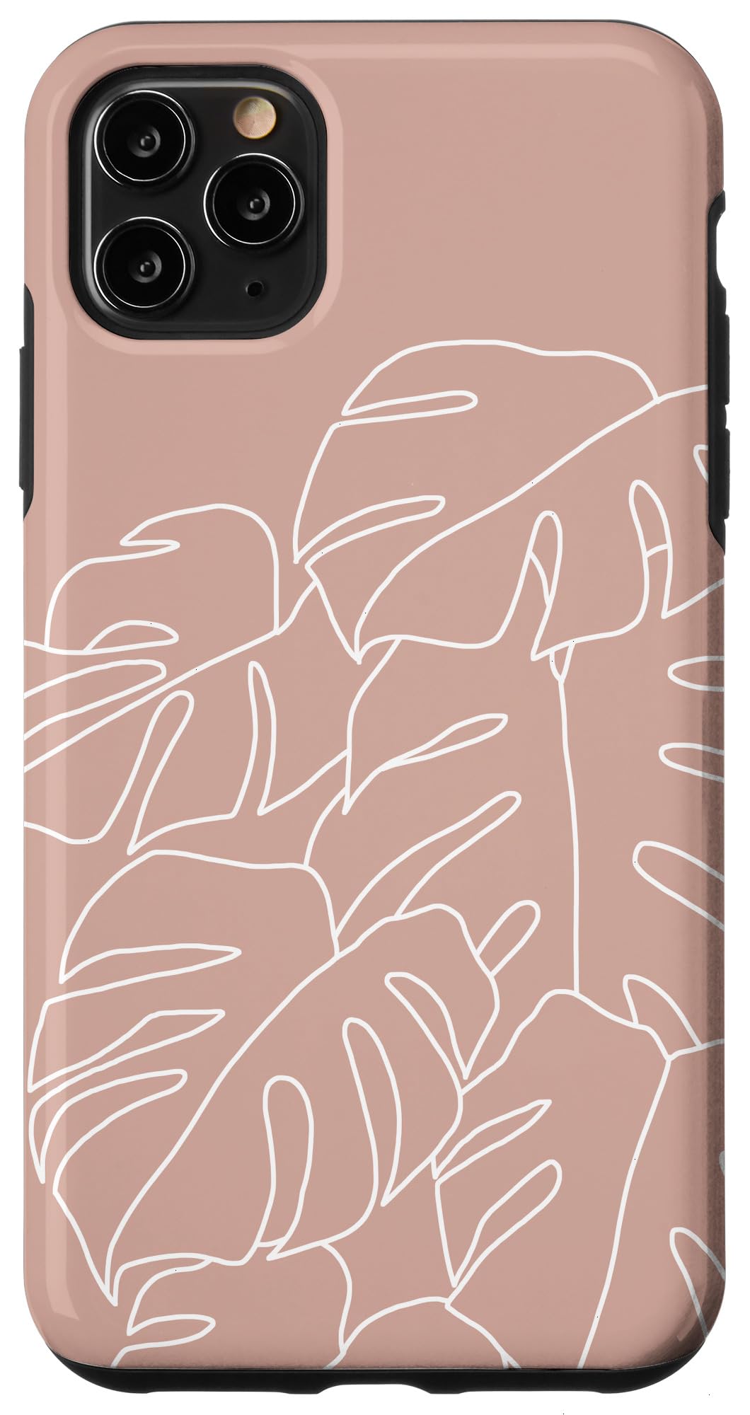 iPhone 11 Pro Max Case - Monstera Leaf Botanical Design, Tropical Plant Pattern, Modern Blush Pink Protective Cover | Perfect for Travel, Beach & Summer Style