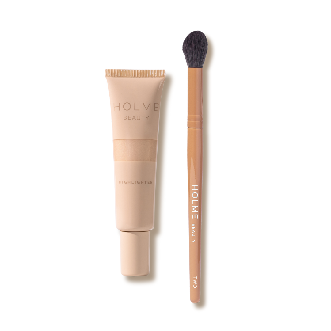 Premium Highlighter & Makeup Brush Set - Glow Enhancing Duo for Contouring, Strobing & Highlighting | Perfect for Everyday Makeup & Professional Use