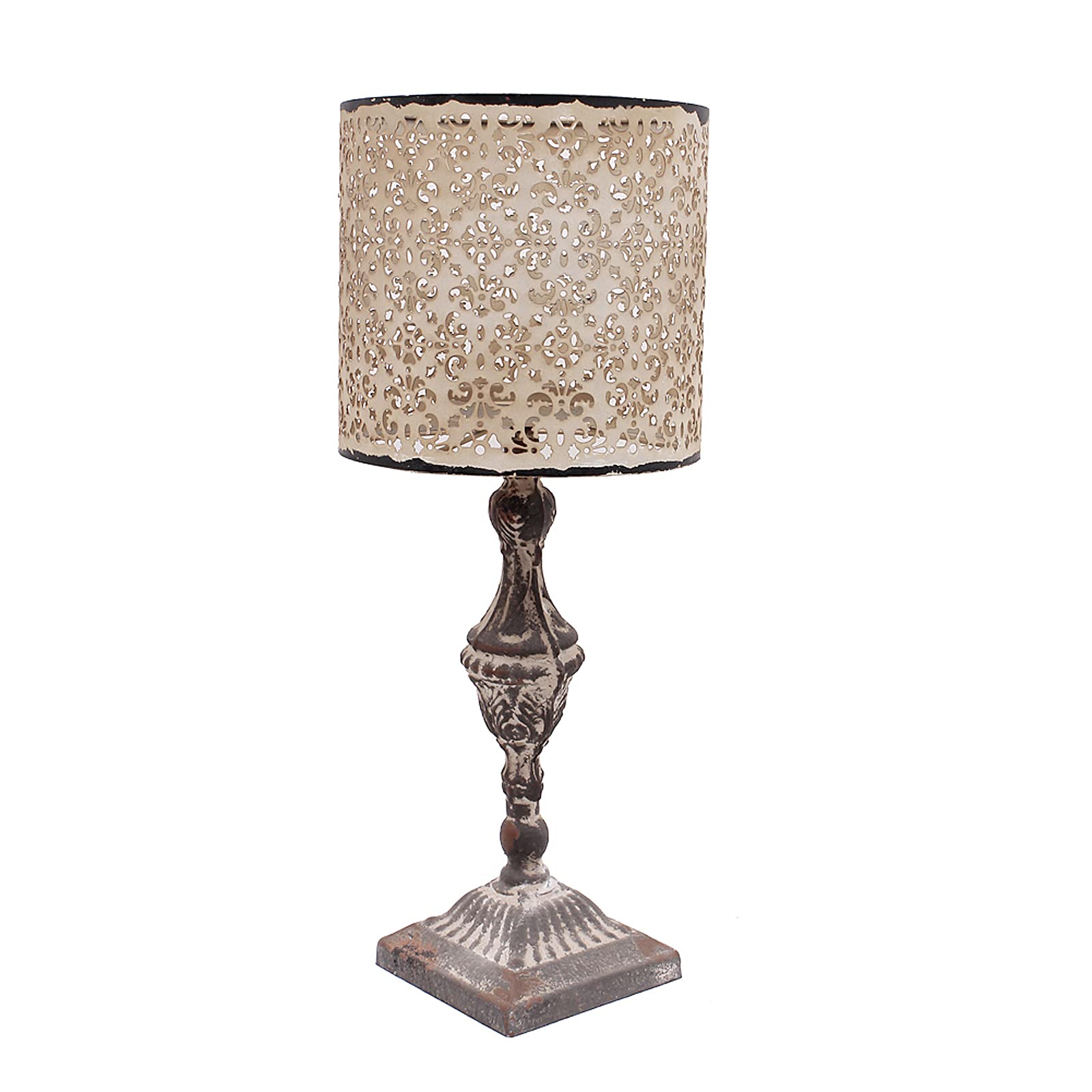 Vintage Metal Candle Holder - Antique Beige Candle Lamp for Home Decor, Wedding Centerpiece & Romantic Dinner Ambiance
