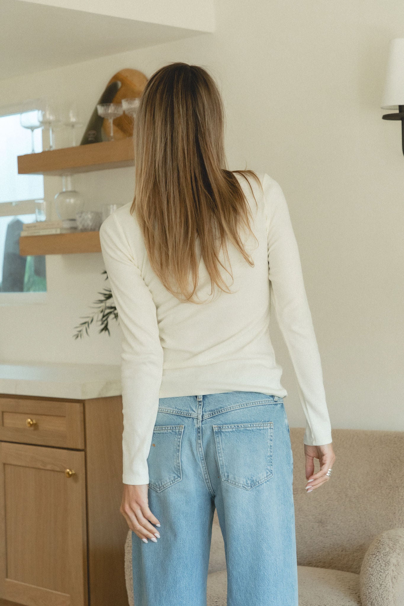 Timeless Scoop Long Sleeve T-Shirt for Women - Soft Cotton Comfort Fit Casual Top for Everyday Wear | Perfect for Layering, Workouts & Lounge Wear
