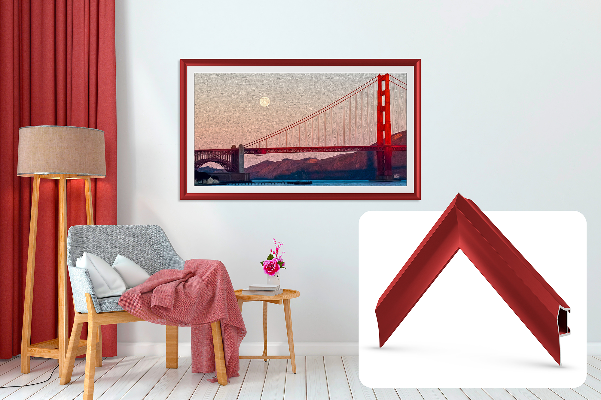 Samsung Frame Bezel - Candy Apple Red Alloy Prismatic TV Accessory for Home Theater & Modern Living Room Decor