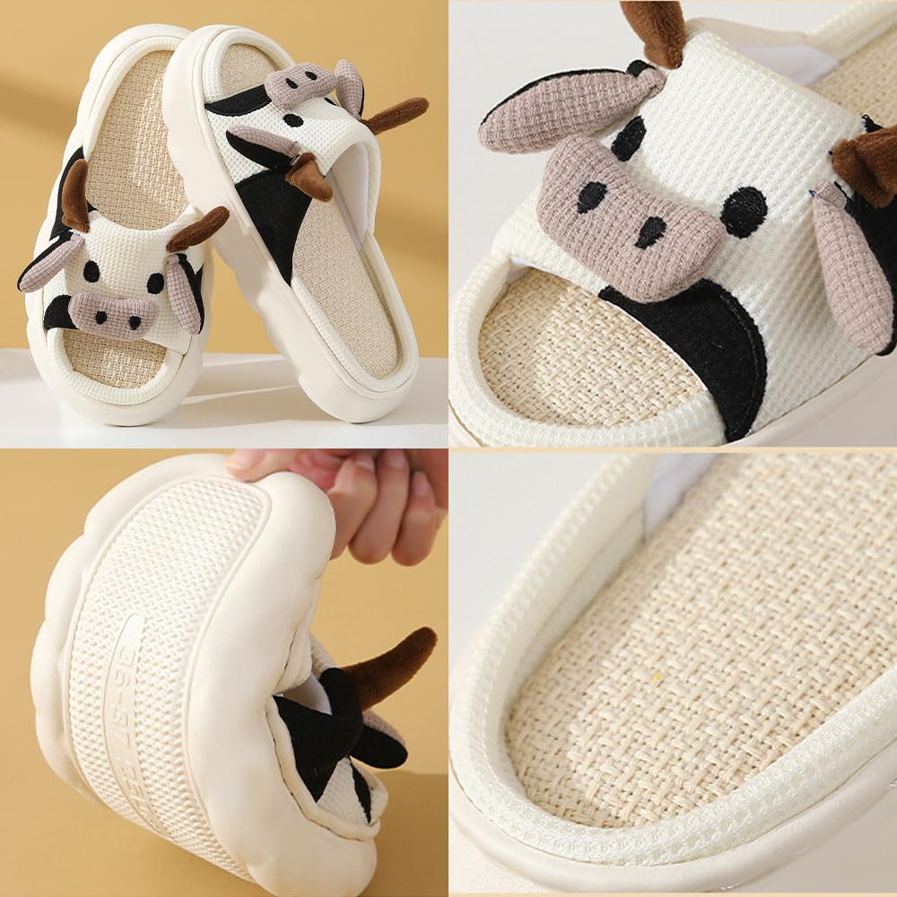 GGOOB Women's Cow Slippers - Cute Animal House Slippers, Kawaii Indoor Slides for Women, Soft & Comfortable Funny Home Slippers - Perfect for Relaxing at Home, Lounging, and Gift Giving
