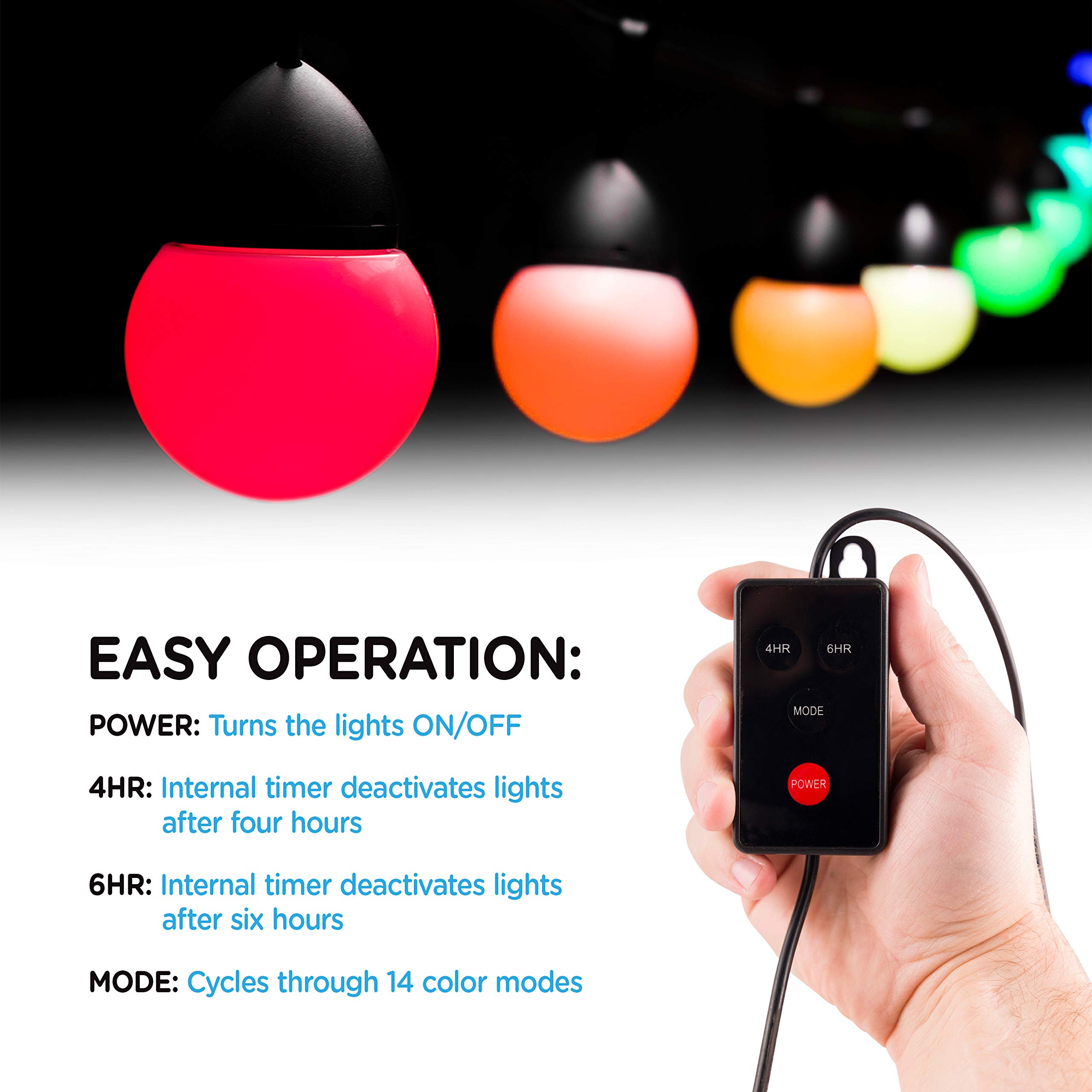 ENBRIGHTEN 12ft USB-Powered LED Cafe String Lights - Indoor/Outdoor Weather Resistant Round Bulb Lights with Solar Panel for Camping, Tailgate Parties, Dorm Decor & Patio Lighting
